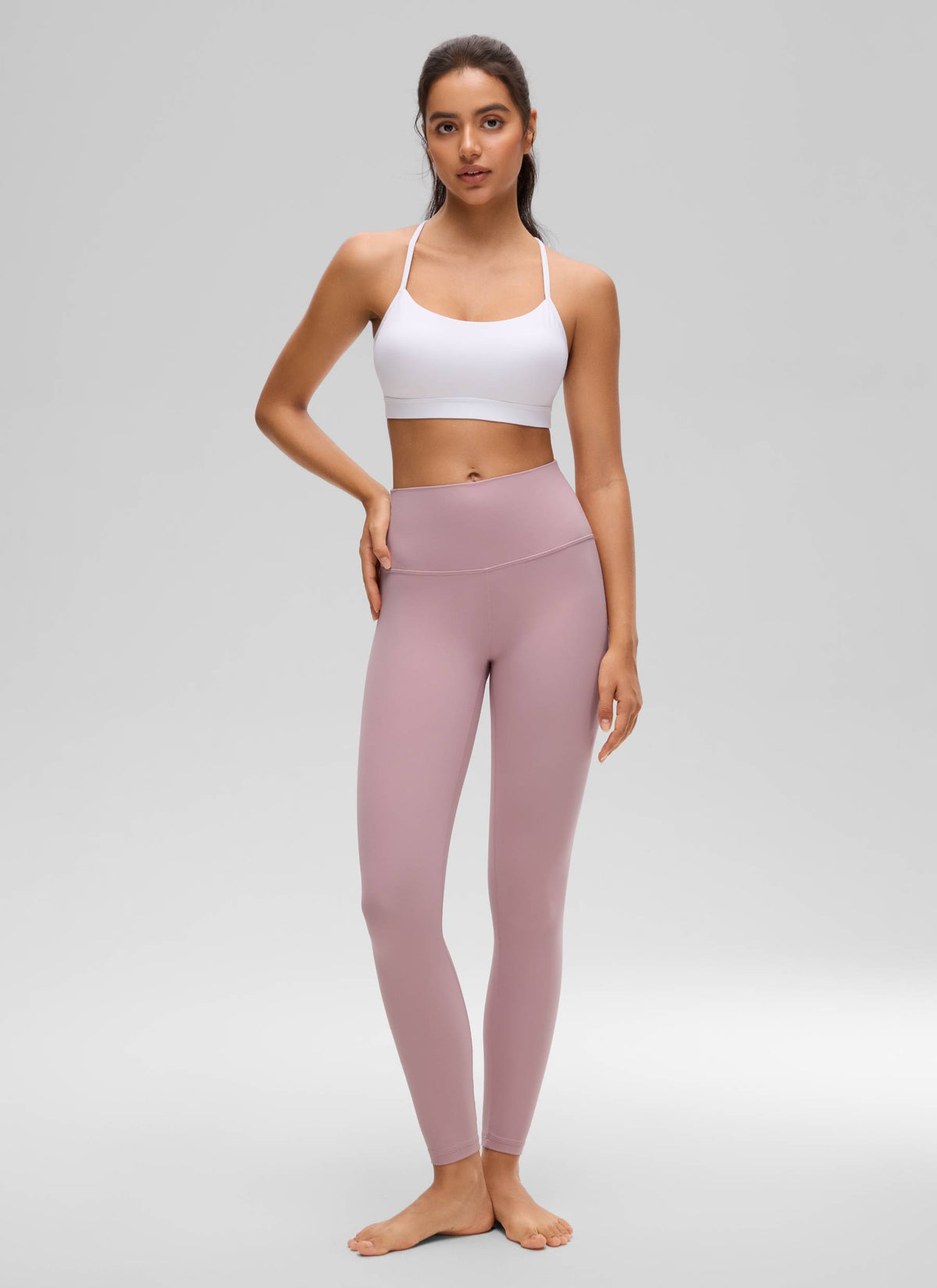 CRZ YOGA Women's Yoga Light Support Butterluxe Sports Bra Y back White @model_info:Liss