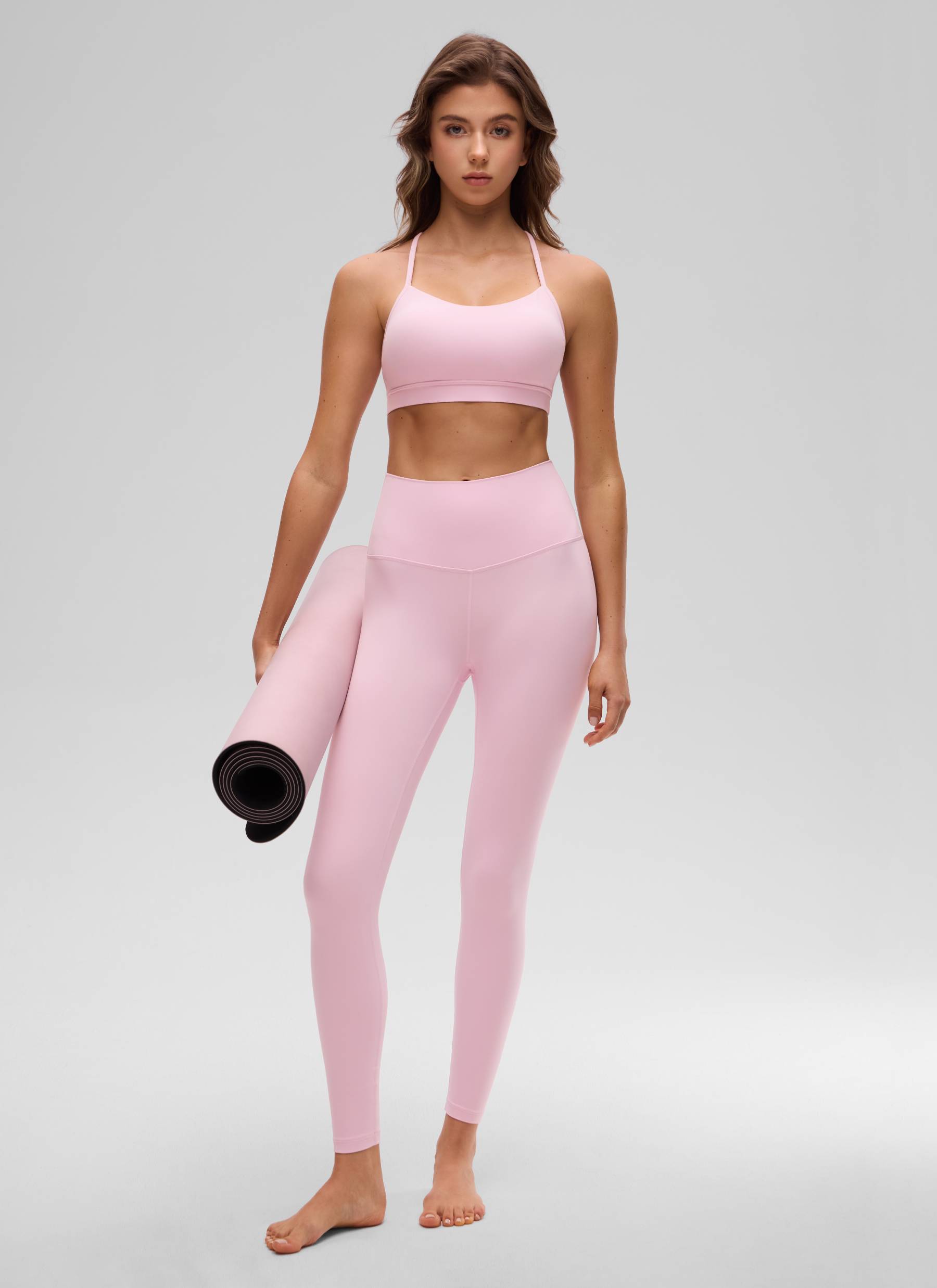 CRZ YOGA Women's Yoga Light Support Butterluxe Sports Bra Y back Pink Peony @model_info:Kriss