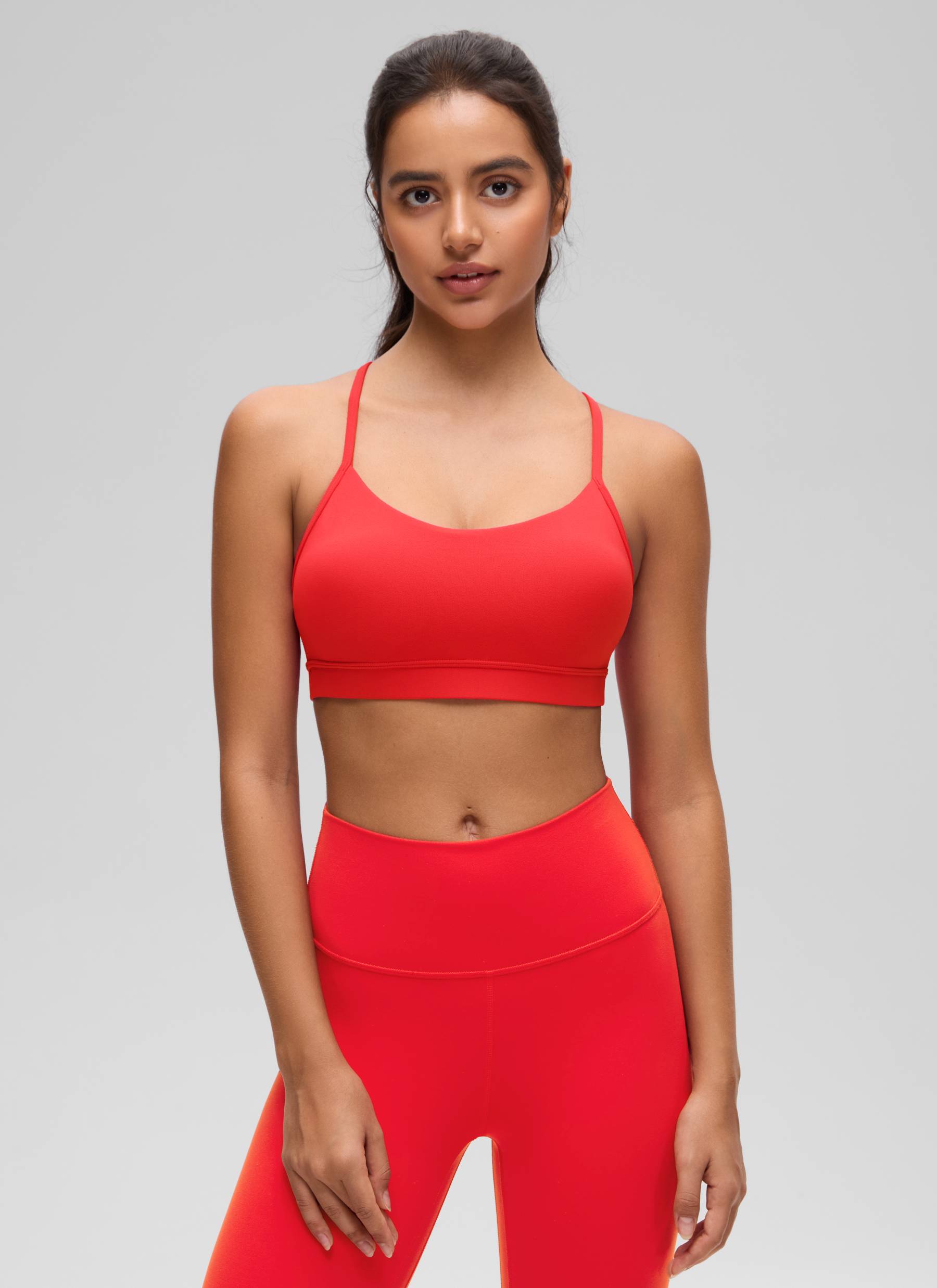 CRZ YOGA Women's Yoga Light Support Butterluxe Sports Bra Y back Deep Red