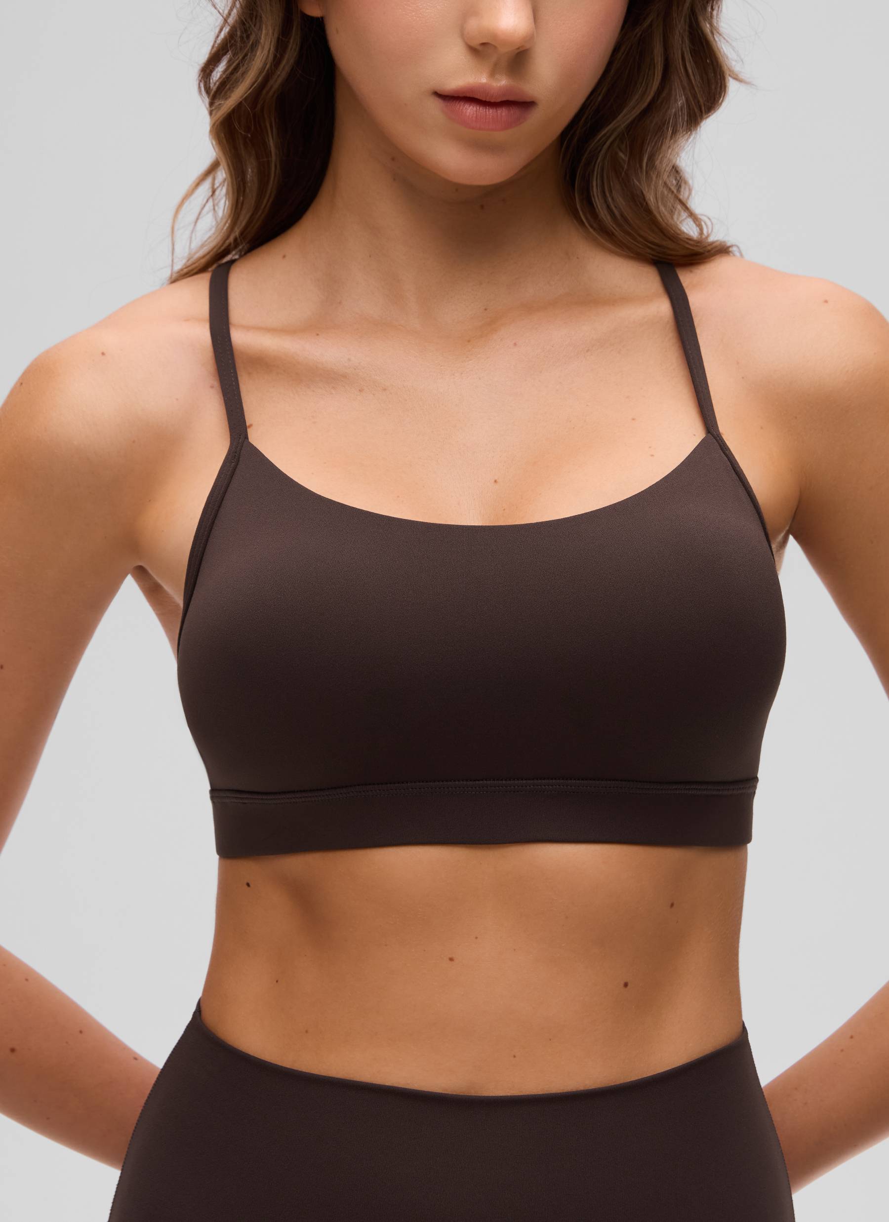 CRZ YOGA Women's Yoga Light Support Butterluxe Sports Bra Y back Hot Fudge Brown