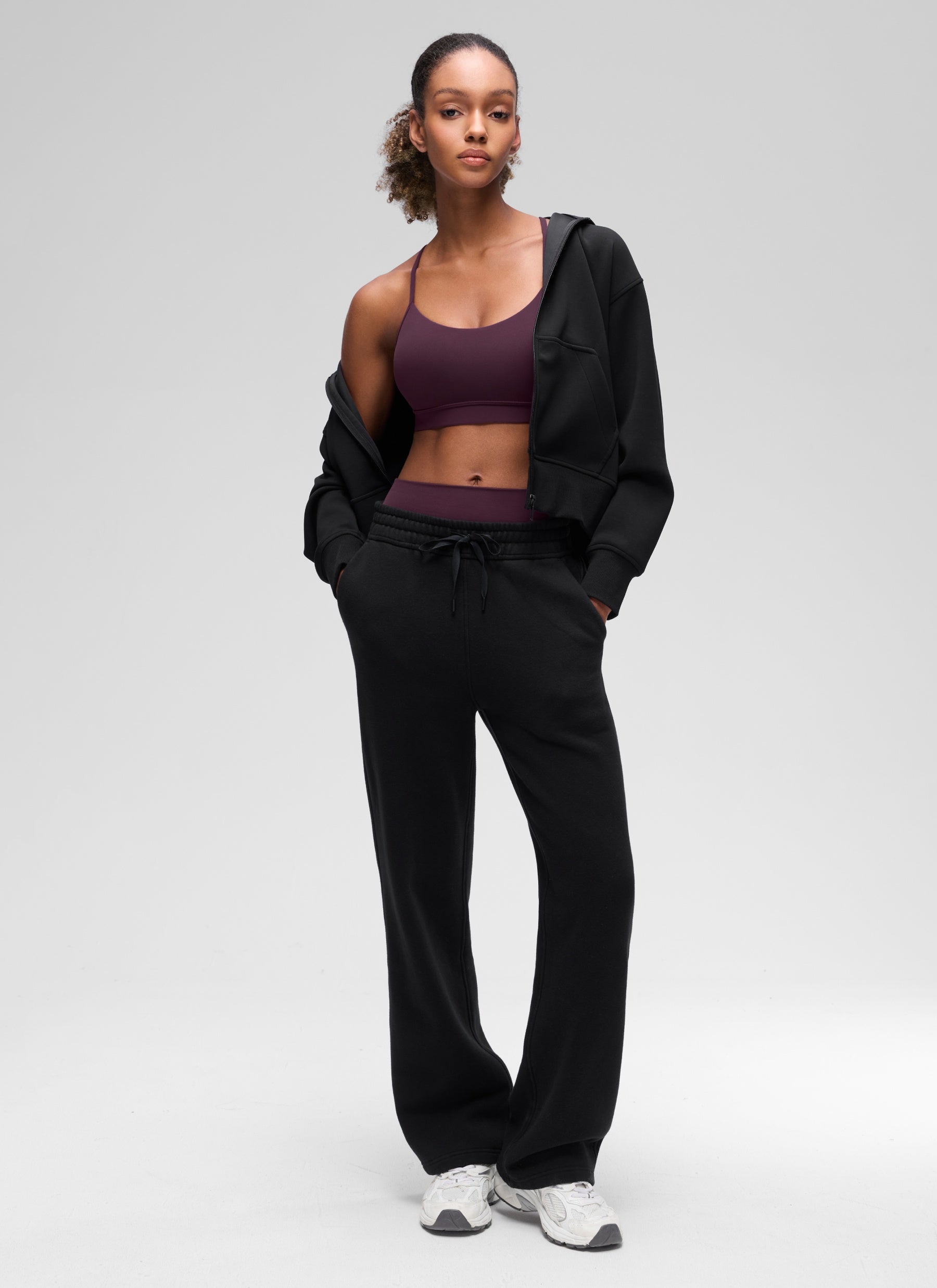 CRZ YOGA Women's Yoga Light Support Butterluxe Sports Bra Y back Deep Purple @model_info:Patrica