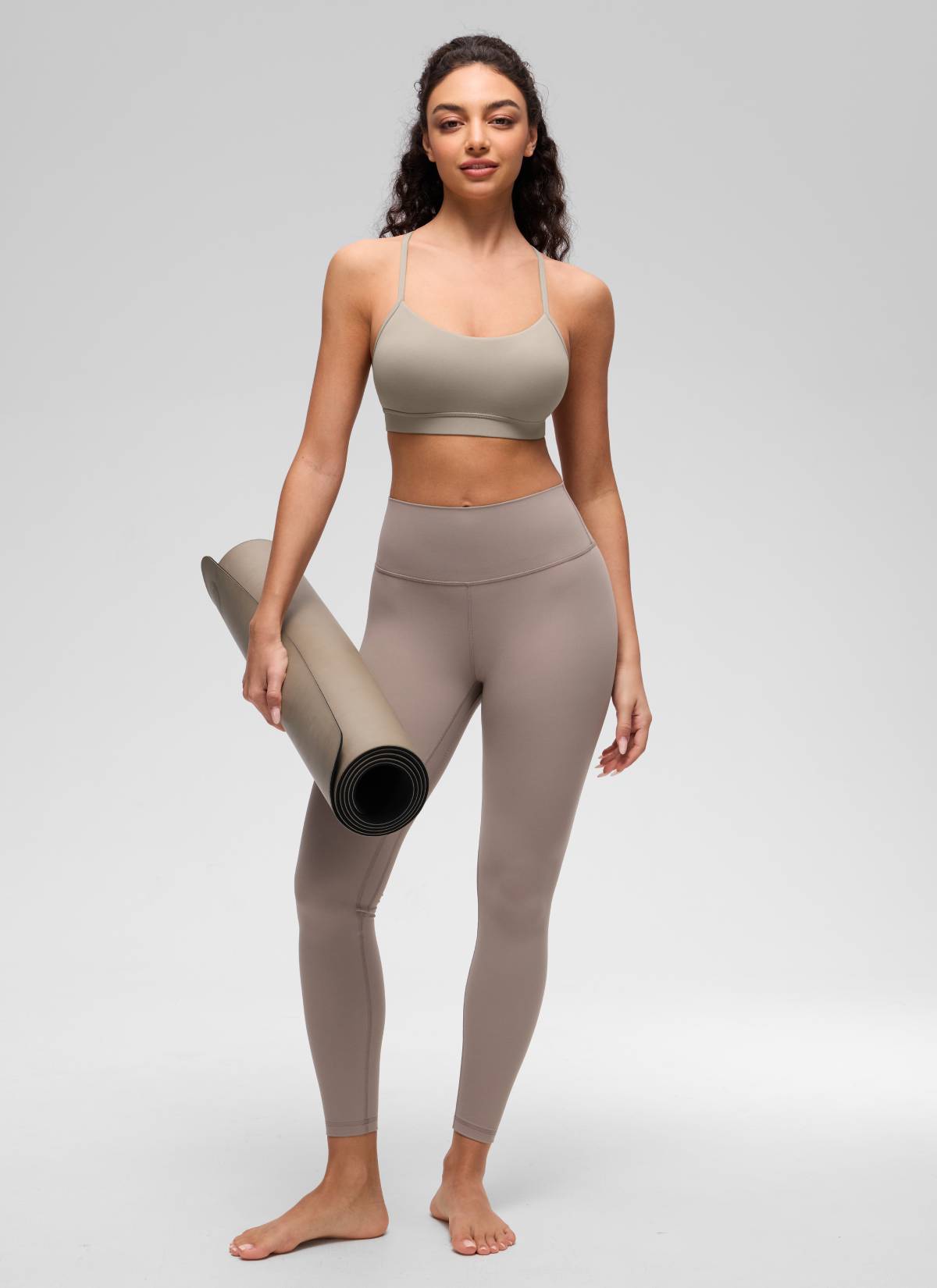 CRZ YOGA Women's Yoga Light Support Butterluxe Sports Bra Y back Warm Ash Grey @model_info:Anano