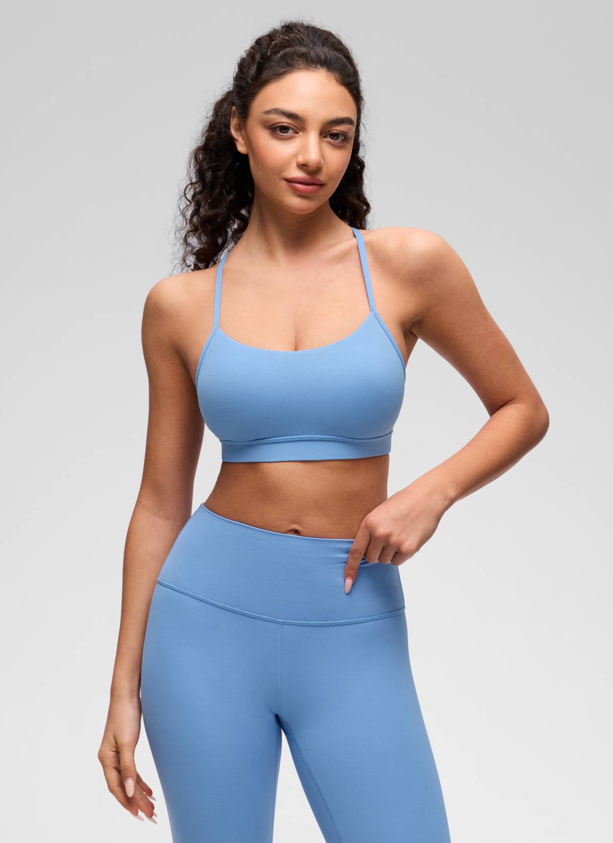 CRZ YOGA Women's Yoga Light Support Butterluxe Sports Bra Y back Party Blue @model_info:Anano