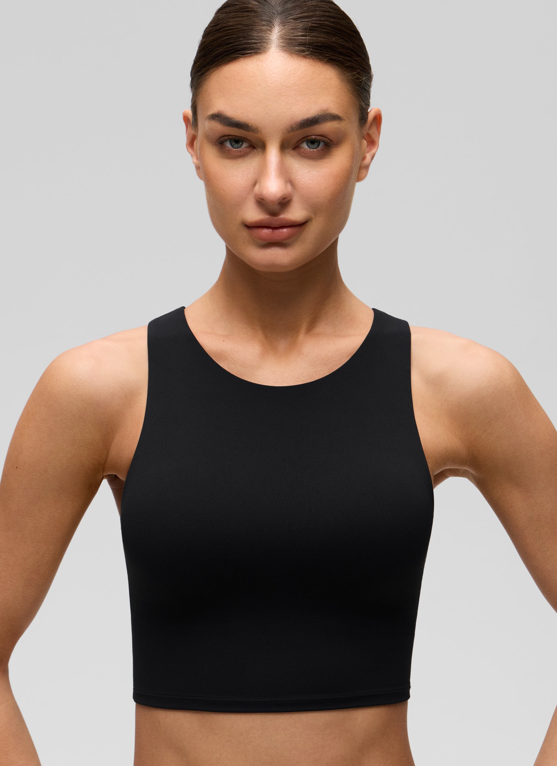 CRZ YOGA  Women's Yoga Low Support Butterluxe Tank High Neck Racerback Black
