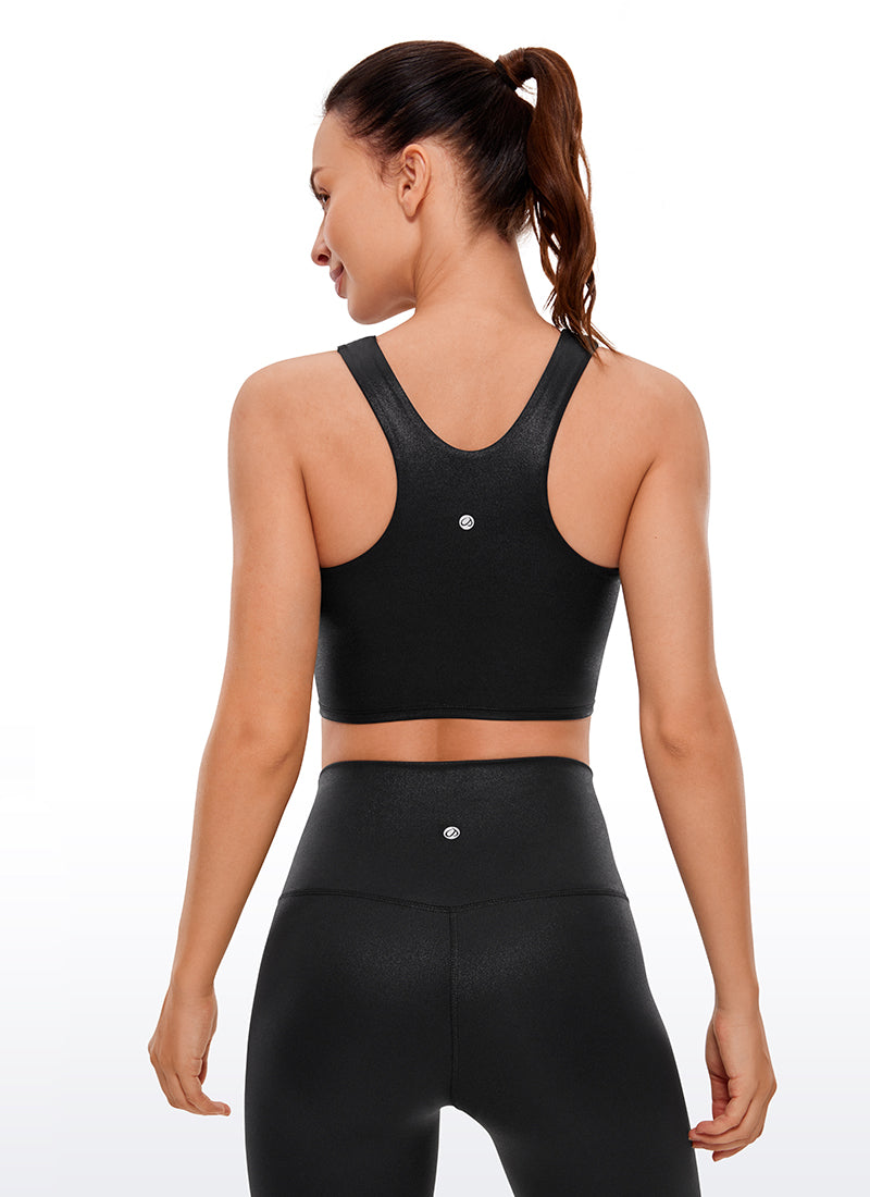 CRZ YOGA  Women's Yoga Low Support Butterluxe Tank High Neck Racerback Black Classic Leather @model_info:B