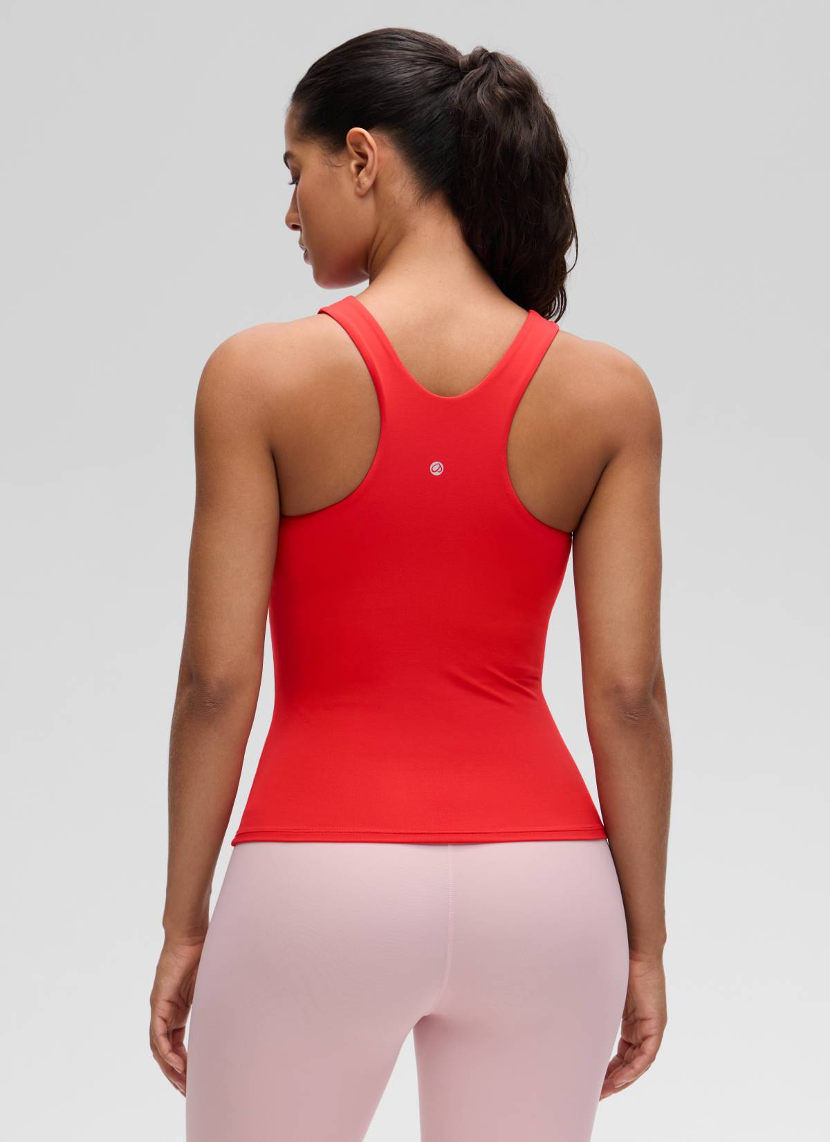 CRZ YOGA Women's Butterluxe Built-in Bra High Neck Racerback Tank Deep Red