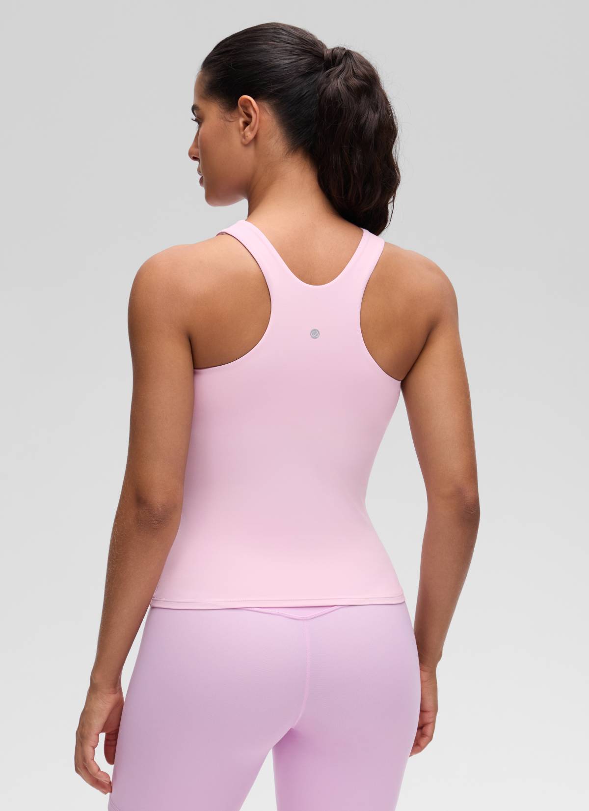 CRZ YOGA Women's Butterluxe Built-in Bra High Neck Racerback Tank Pink Peony