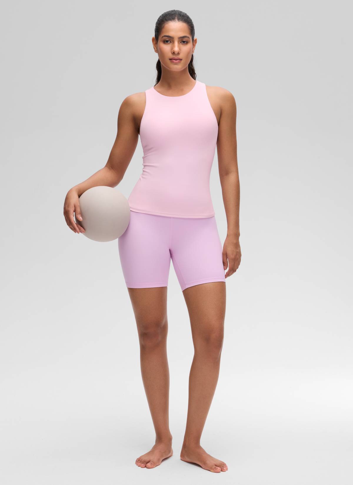 CRZ YOGA Women's Butterluxe Built-in Bra High Neck Racerback Tank Pink Peony