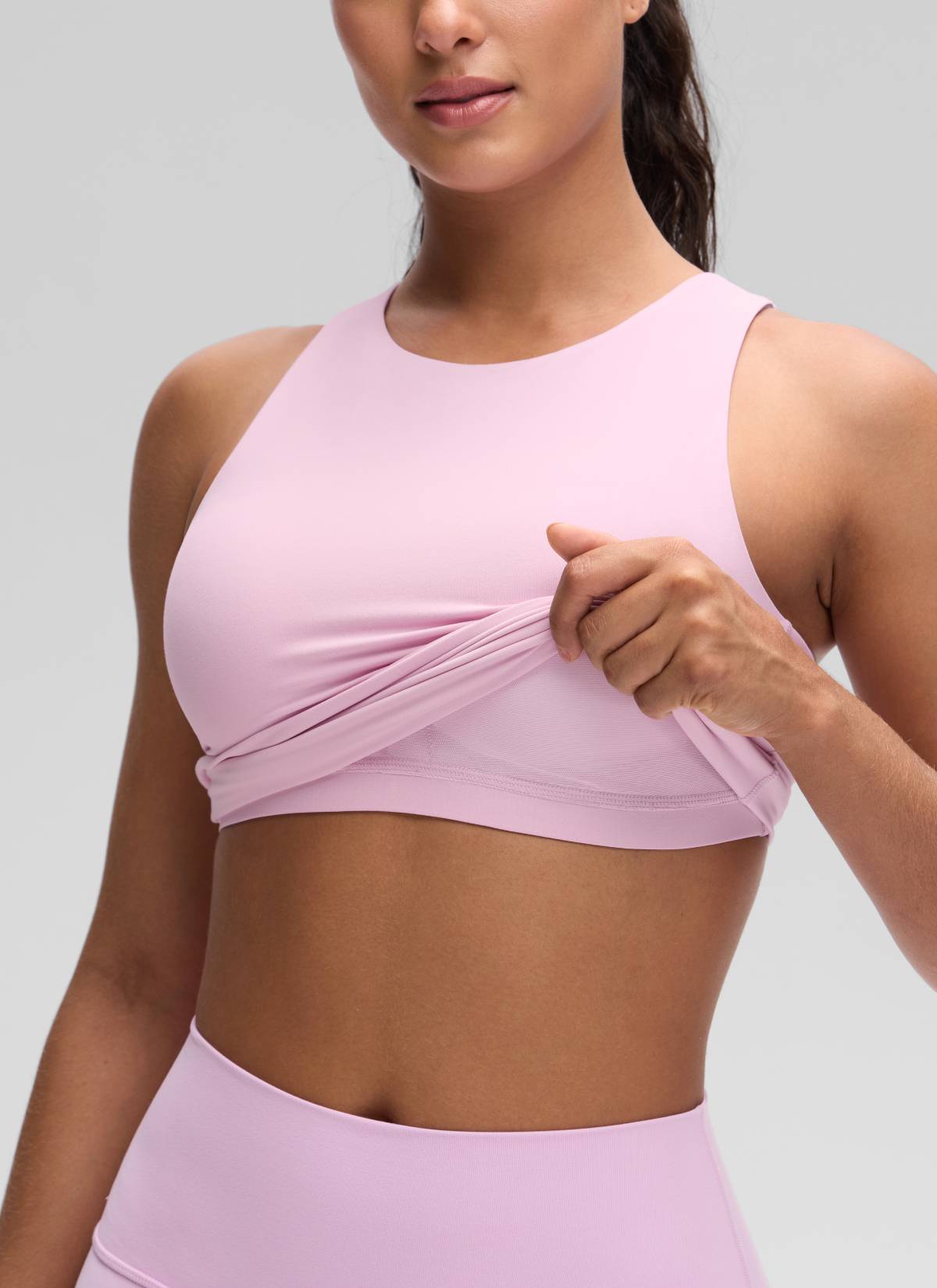 CRZ YOGA Women's Butterluxe Built-in Bra High Neck Racerback Tank Pink Peony