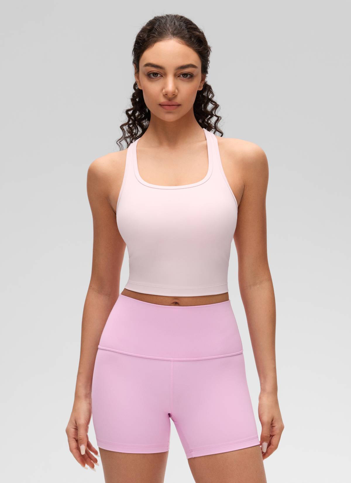 CRZ YOGA Women's Yoga Low support Butterluxe Scoop Neck Bra Y-Back Strawberry Pink