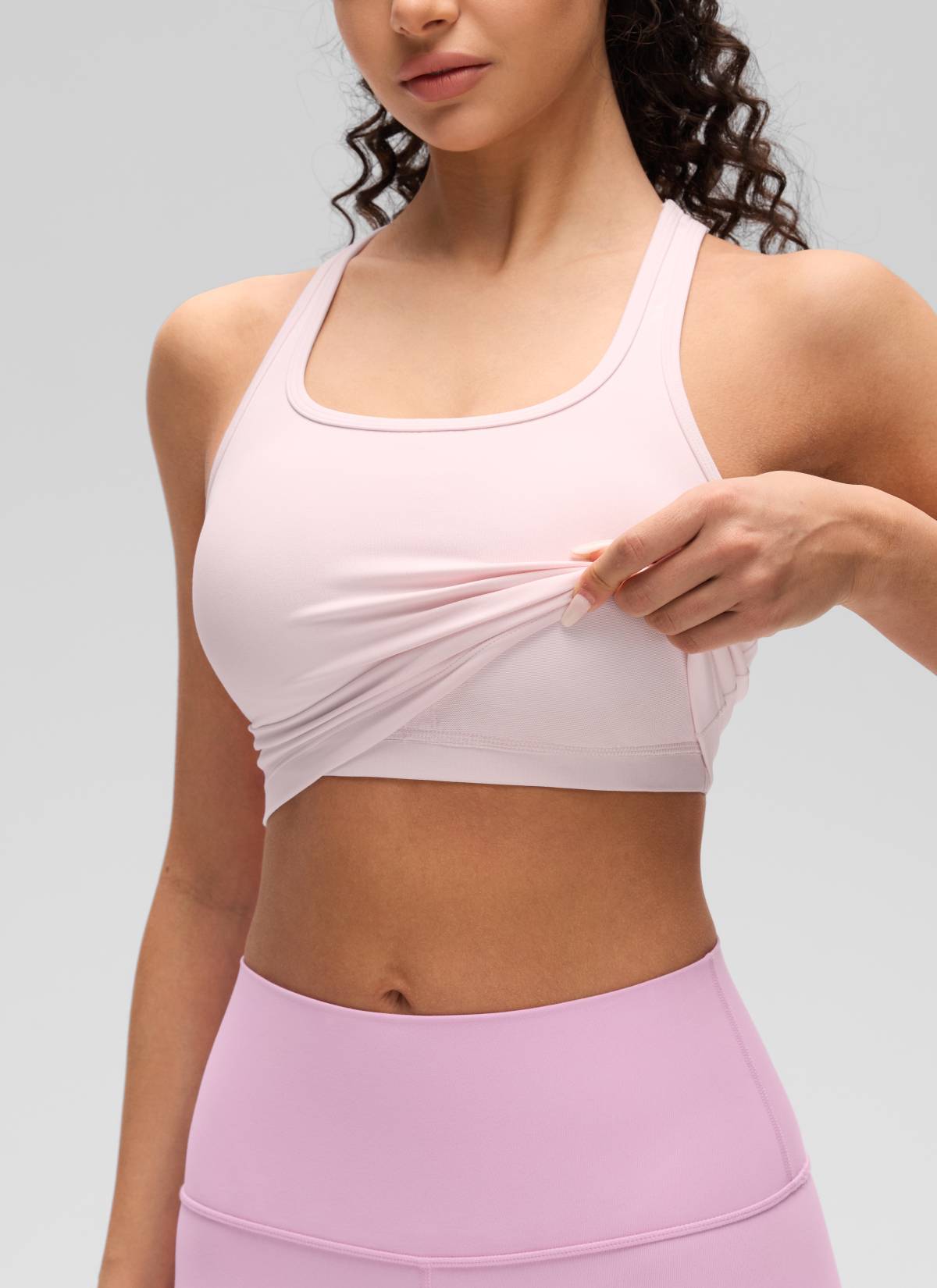 CRZ YOGA Women's Yoga Low support Butterluxe Scoop Neck Bra Y-Back Strawberry Pink