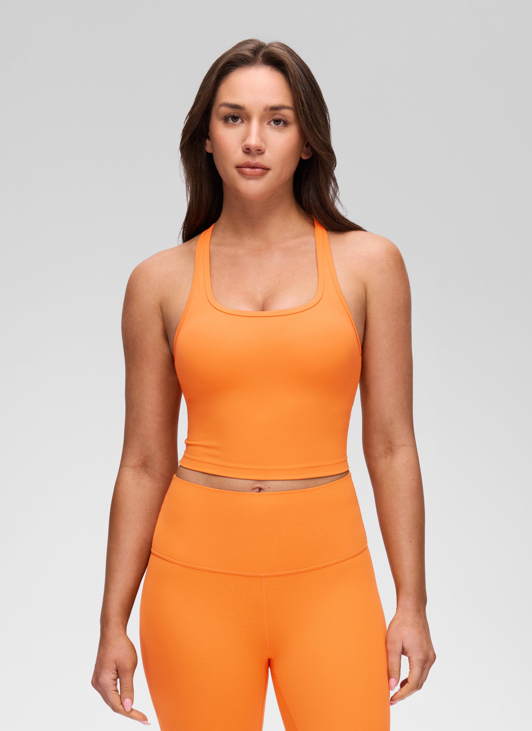 CRZ YOGA Women's Yoga Low support Butterluxe Scoop Neck Bra Y-Back Tiger Orange