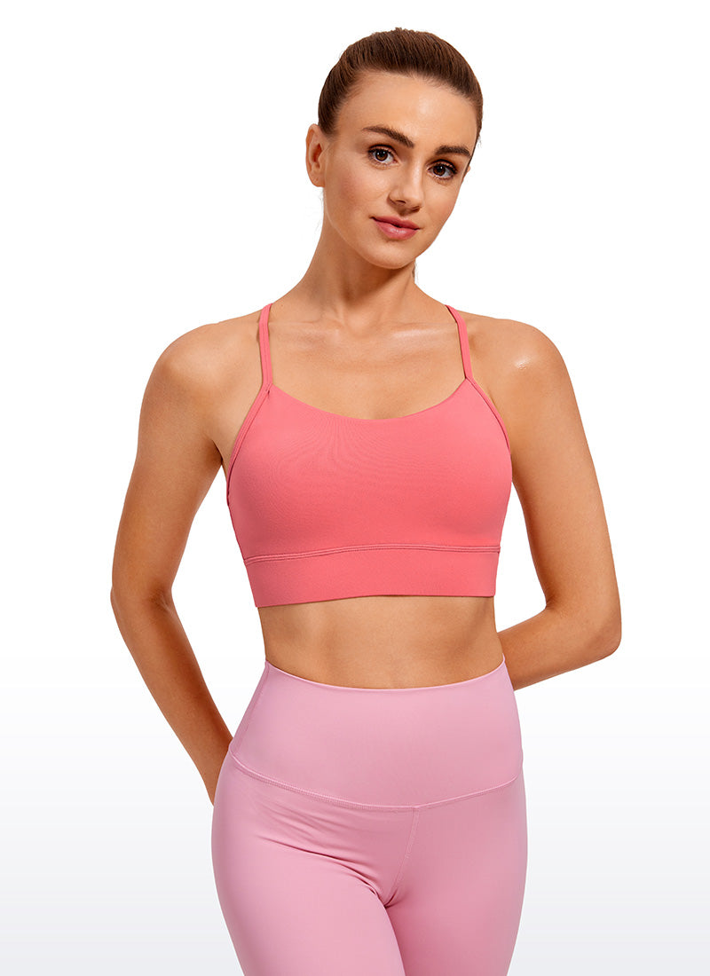 CRZ YOGA Women's Yoga Light Support Butterluxe Longline Bra Y-Back Raspberry Sorbet