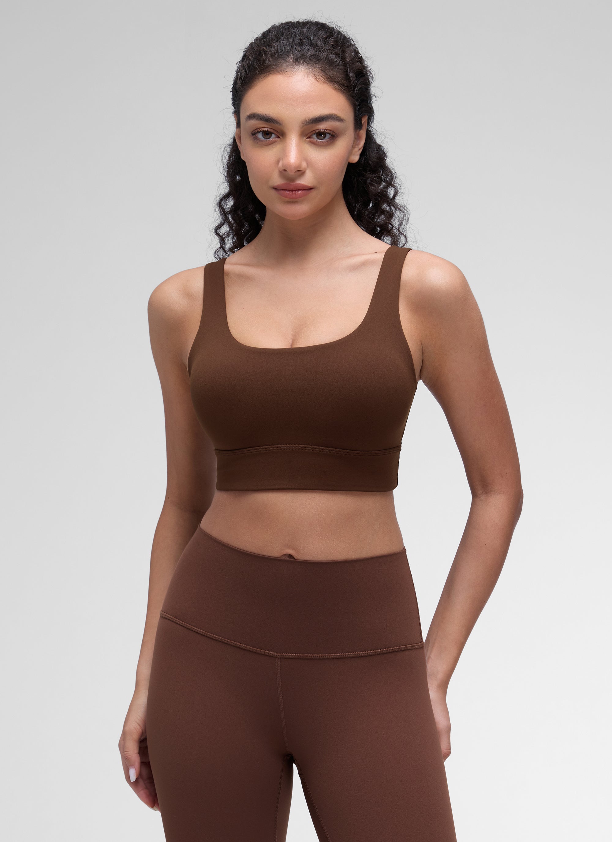 CRZ YOGA Women's Yoga Low Support Butterluxe Sport Bra U Back Longline Lava Brown