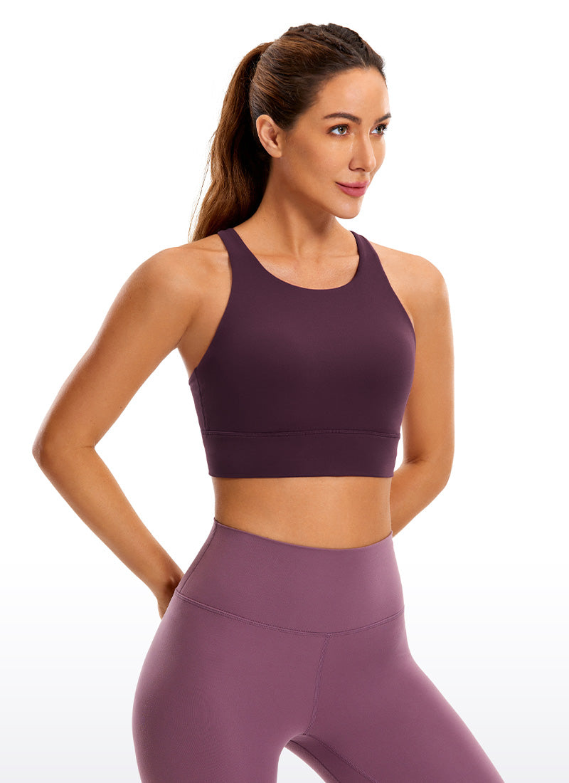 CRZ YOGA Women's Training Medium Support Butterluxe Bra Strappy back Deep Purple