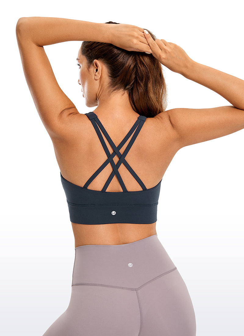 CRZ YOGA Women's Training Medium Support Butterluxe Bra Strappy back True Navy