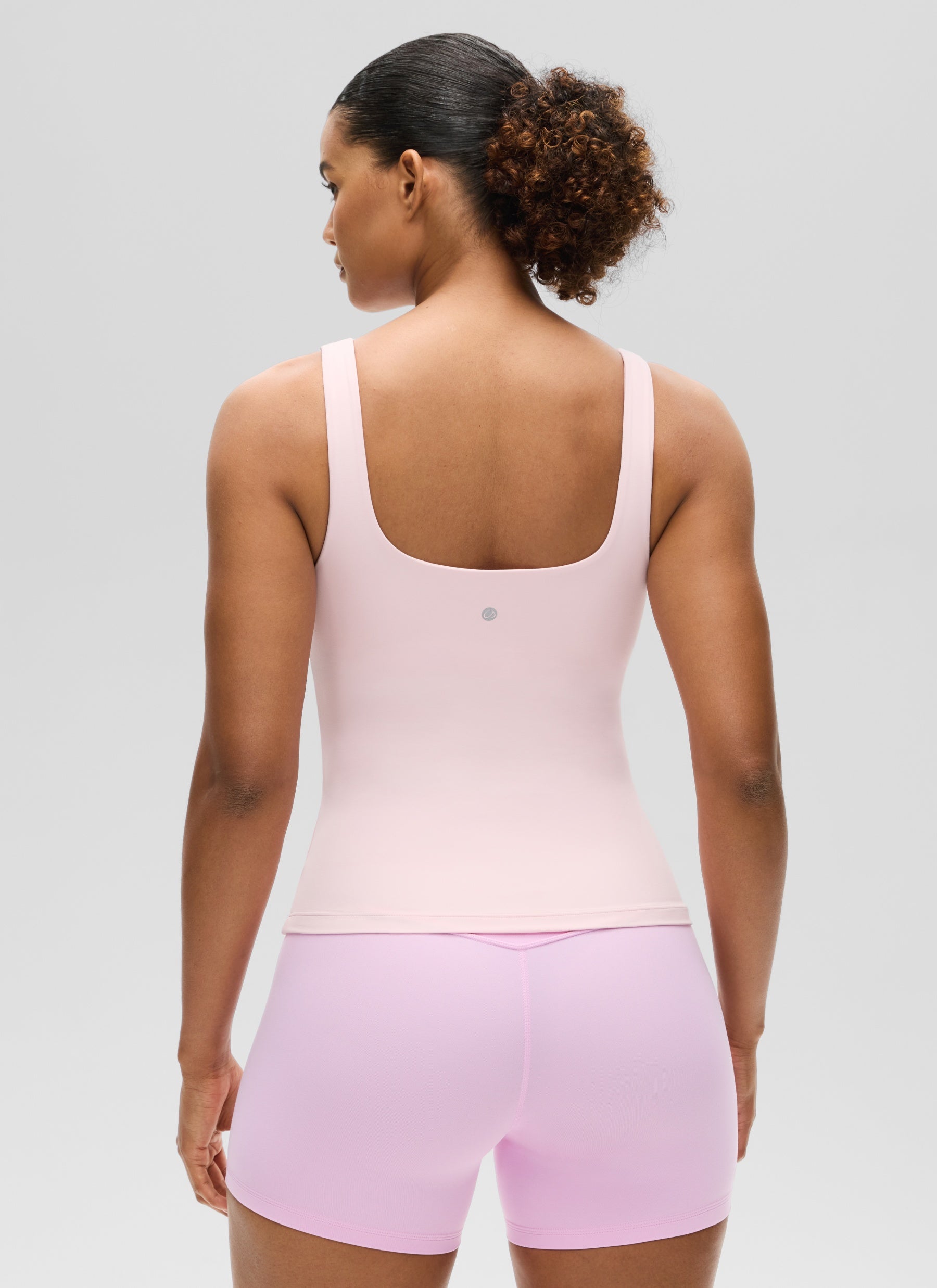 CRZ YOGA Women's SlimFit Tops Butterluxe Built-in Bra U Neck Tanks Strawberry Pink @model_info:Barbara