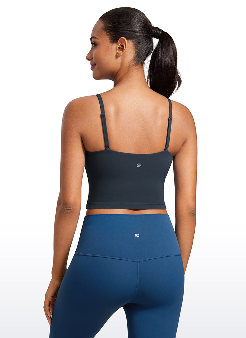 CRZ YOGA Womens Butterluxe Longline Adjustable Thin Strap Sports Bra True Navy