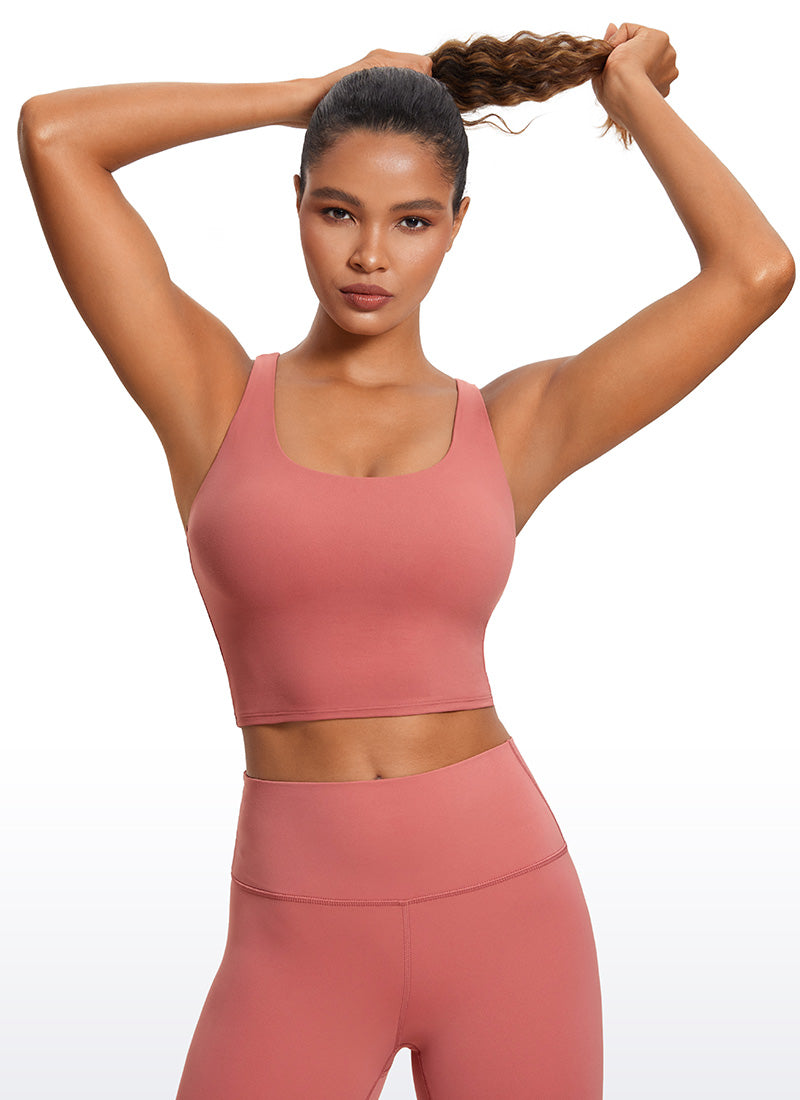 CRZ YOGA Womens Butterluxe Strappy Longline Criss Cross Sports Bra Briar Rose