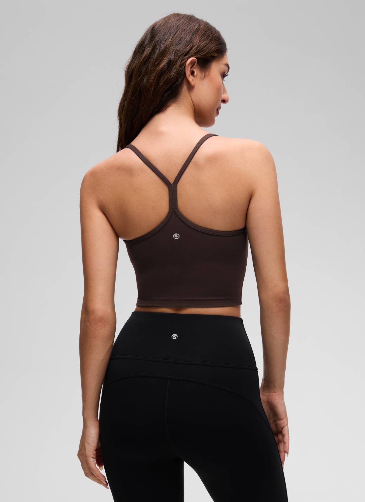 CRZ YOGA Womens Butterluxe Y Back Longline Sports Bras Crop Tank Top Hot Fudge Brown
