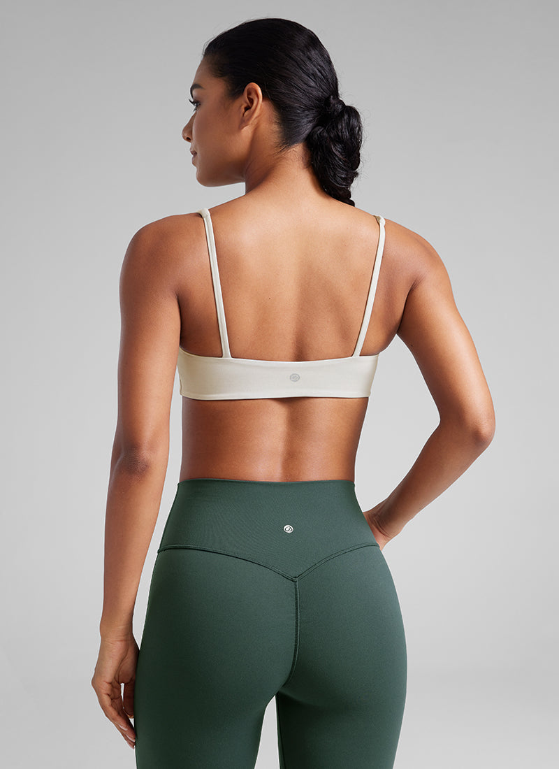 CRZ YOGA Women Butterluxe Square Neck Cami Padded Mini Bra Milky White