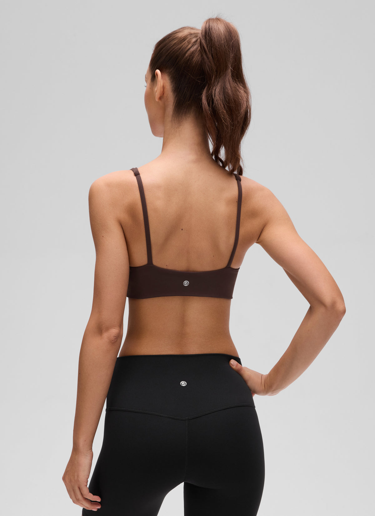 CRZ YOGA Women Butterluxe Square Neck Cami Padded Mini Bra Hot Fudge Brown @model_info:G
