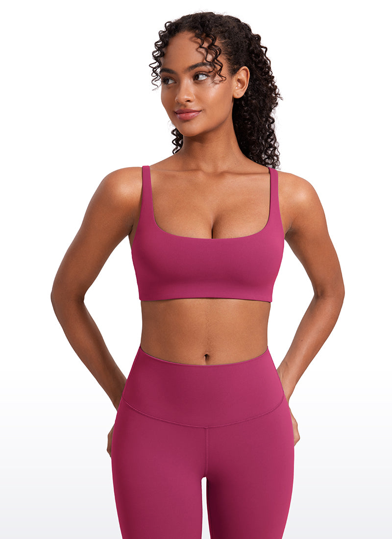 CRZ YOGA Women Butterluxe Square Neck Cami Padded Mini Bra Washed Mauve
