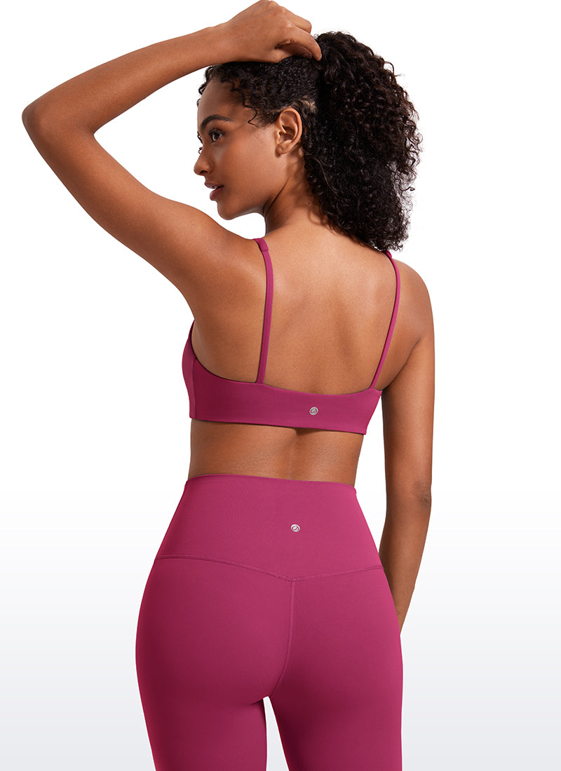 CRZ YOGA Women Butterluxe Square Neck Cami Padded Mini Bra Washed Mauve