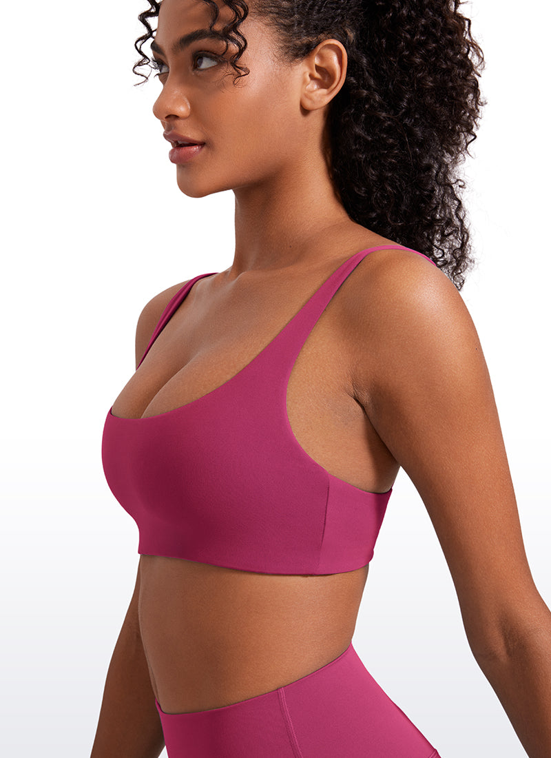 CRZ YOGA Women Butterluxe Square Neck Cami Padded Mini Bra Washed Mauve