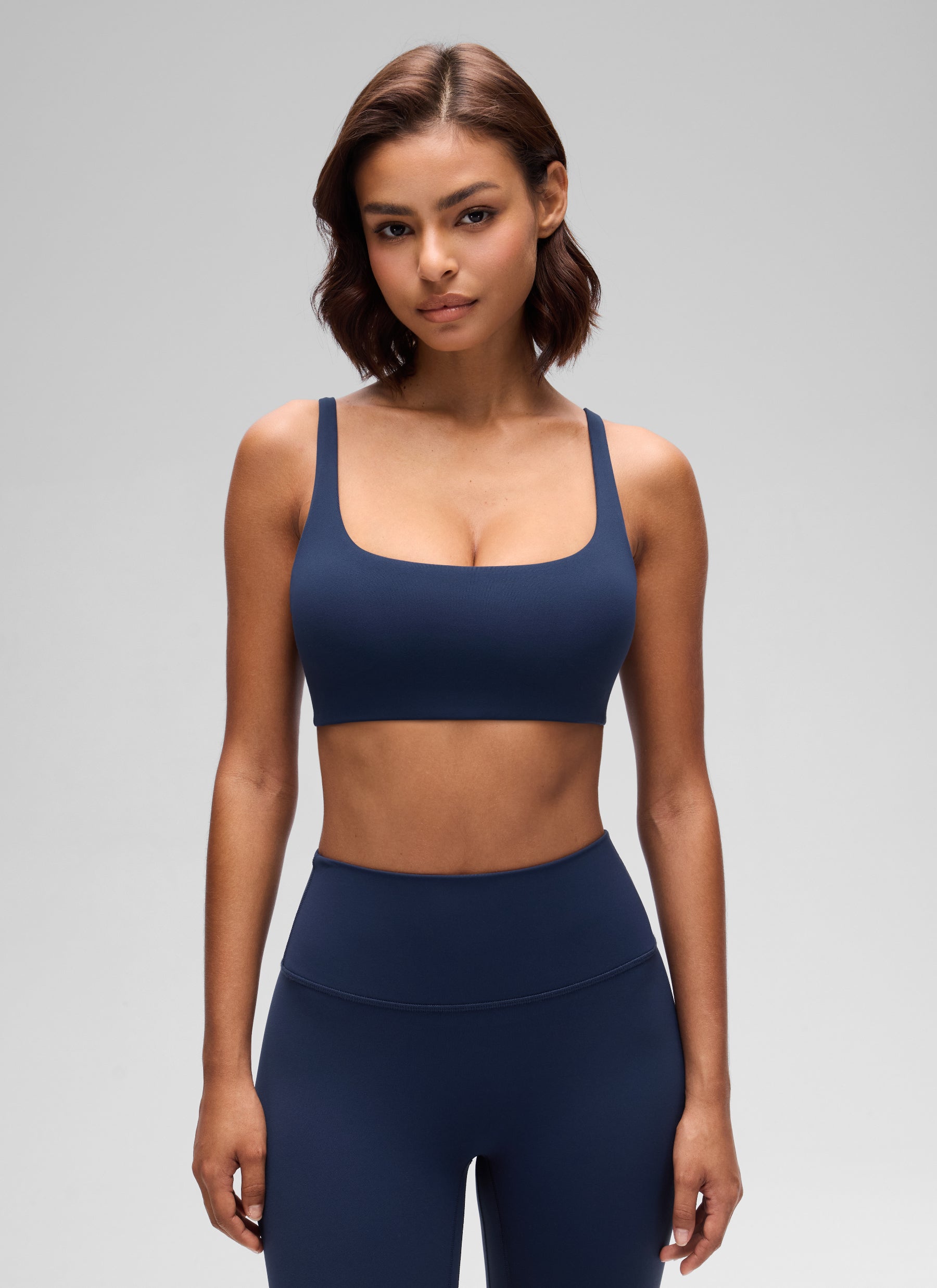 CRZ YOGA Women Butterluxe Square Neck Cami Padded Mini Bra Club Blue