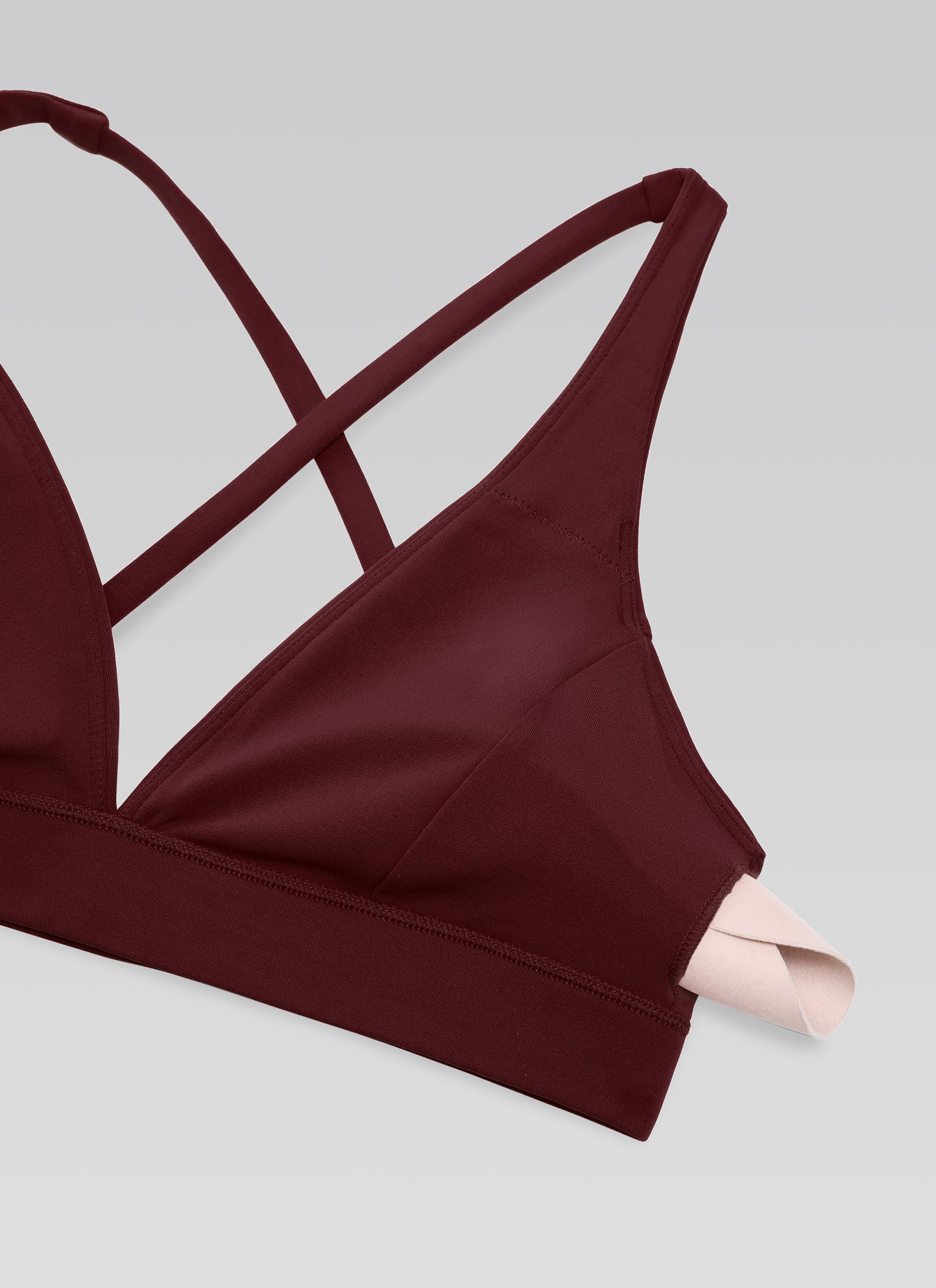 CRZ YOGA Women's Light Support Butterluxe Yoga Bra Strappy back V Neck Red Merlot @model_info:NEW
