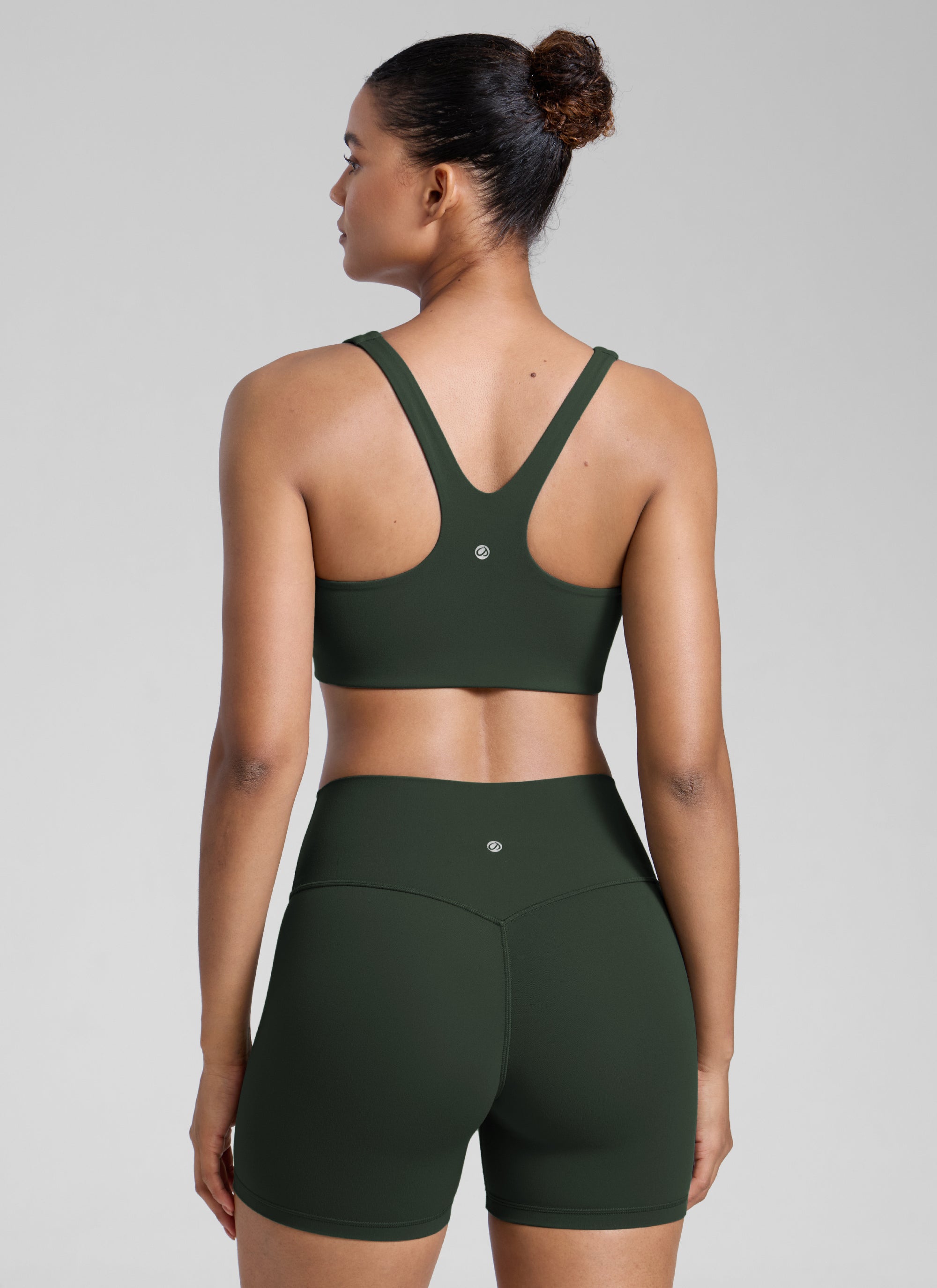 CRZ YOGA Womens Butterlift Double Lined Square Neck Yoga Sports Bra Legend Green