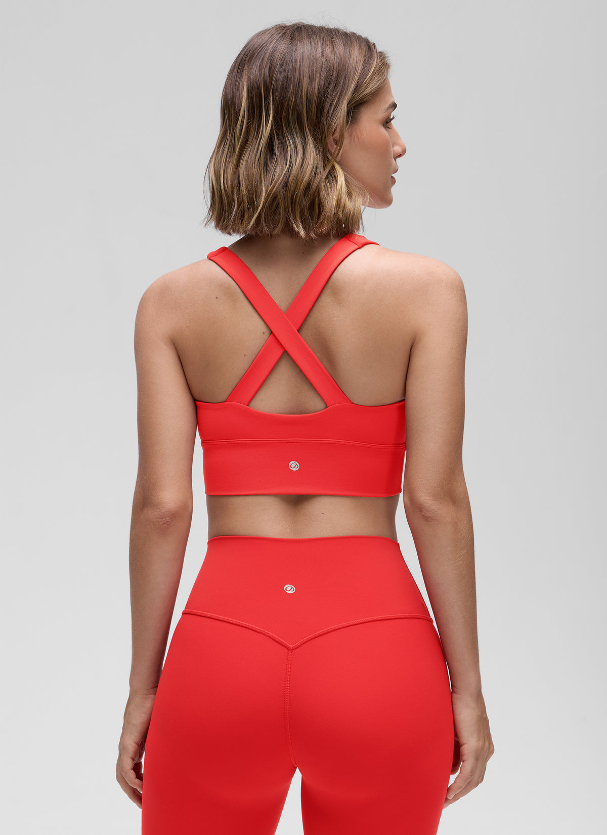 CRZ YOGA Women's Light Support Butterluxe Yoga Bra Ruched V Neck Deep Red @model_info:Jaynne