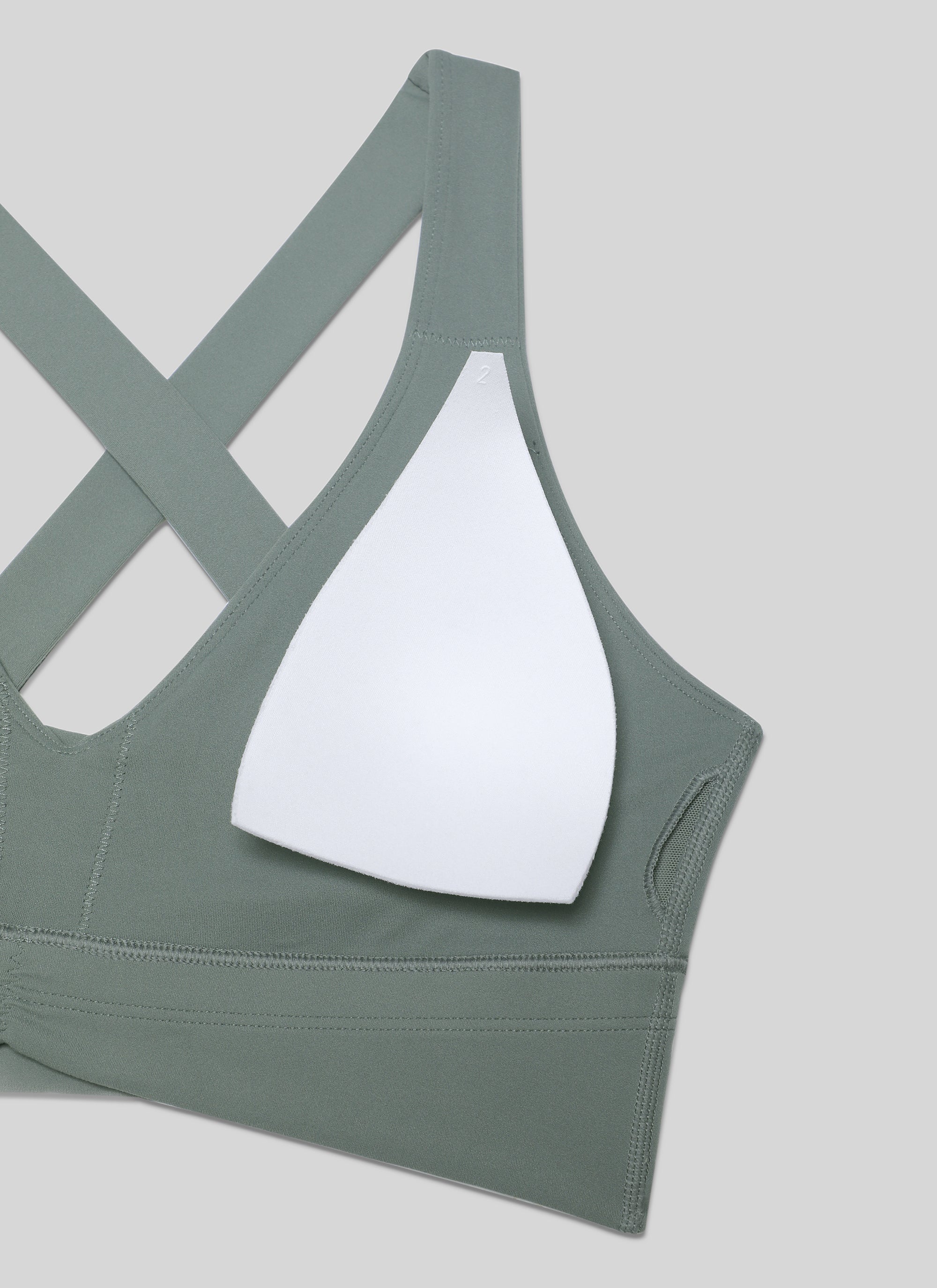 CRZ YOGA Women's Light Support Butterluxe Yoga Bra Ruched V Neck Grey Sage @model_info:NEW