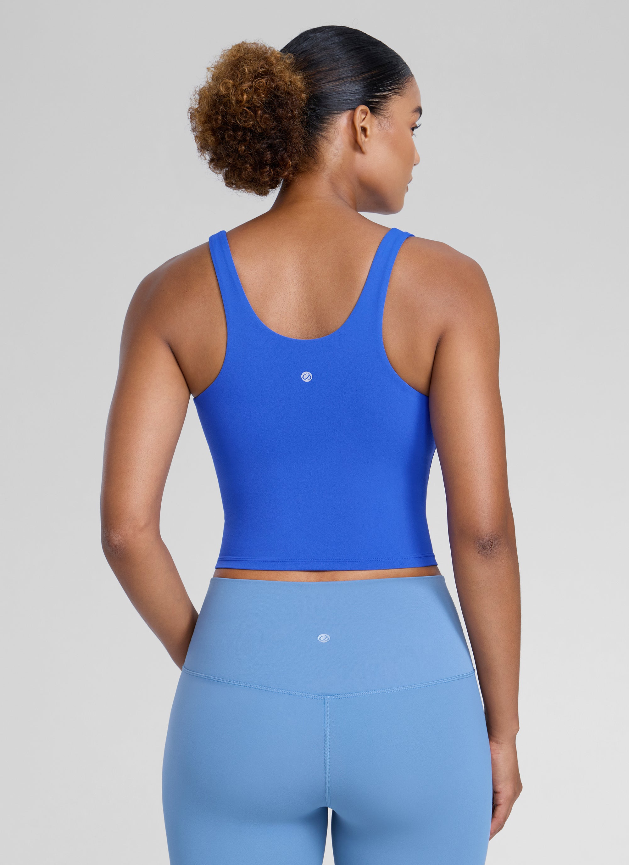 CRZ YOGA Womens Butterlift Racerback U Neck Yoga Built in Bra Tank Royal @model_info:Barbara