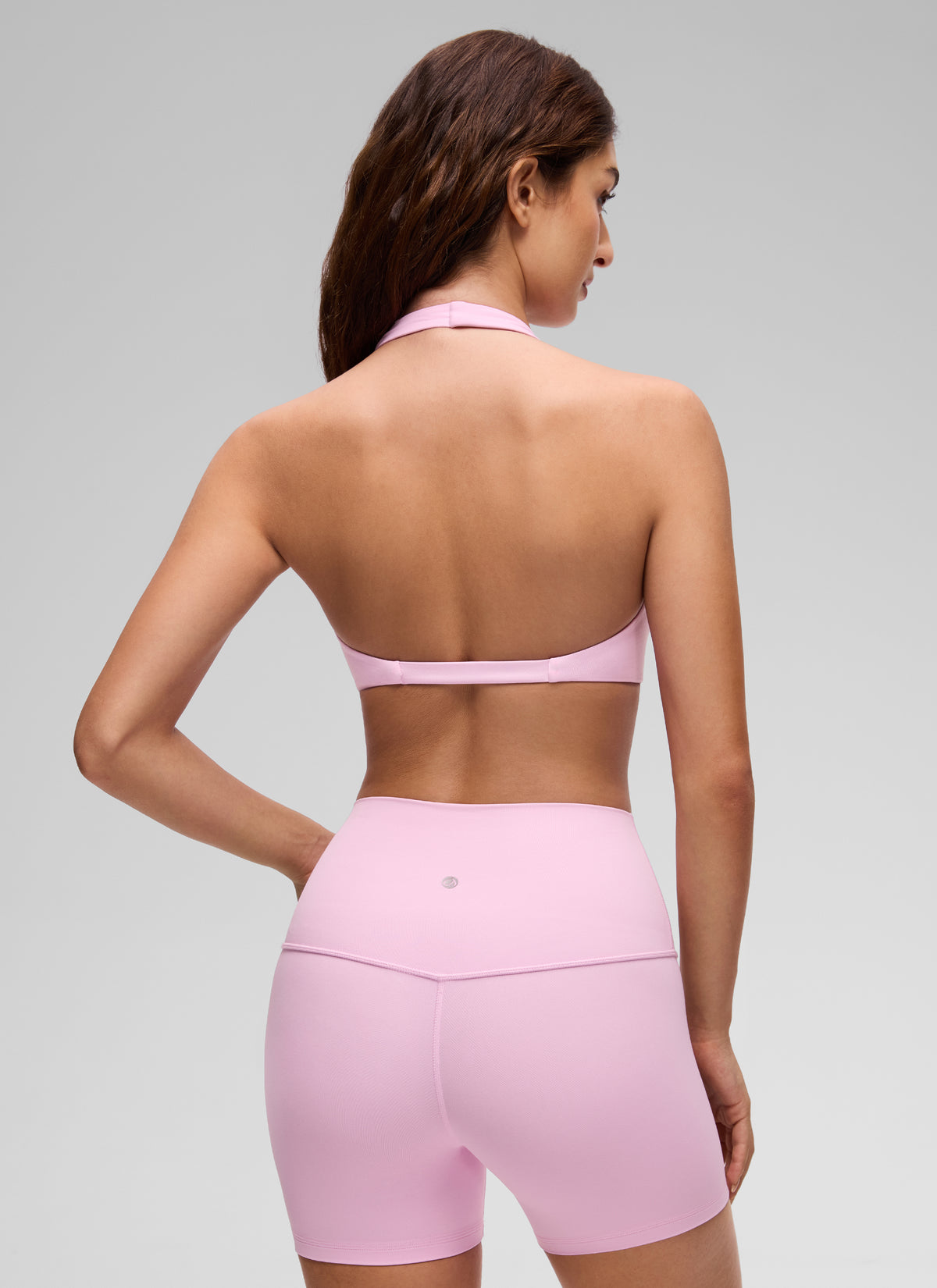 CRZ YOGA Women's Butterluxe Yoga V Neck Crop Double Lined Sports Bra Vita Pink @model_info:Inga