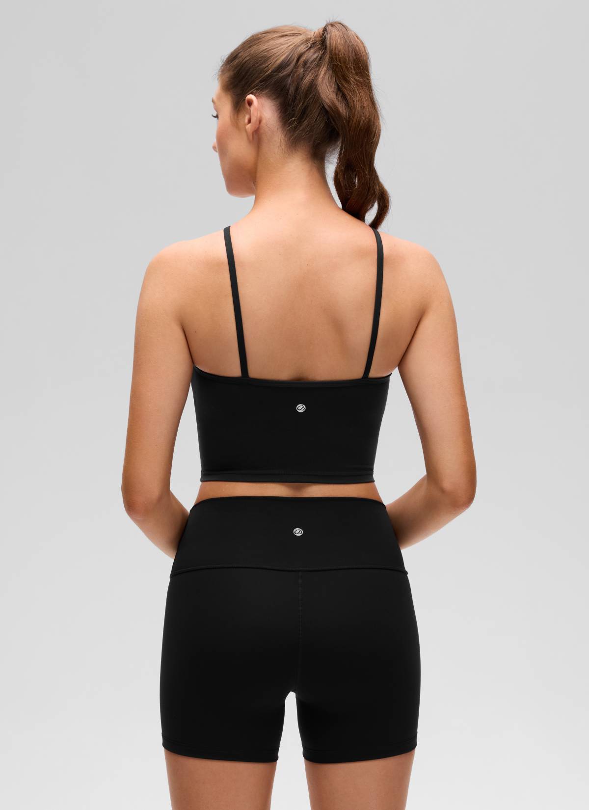 CRZ YOGA Women's Butterluxe Yoga Cross Halter Crop Built in Bra Tank Black