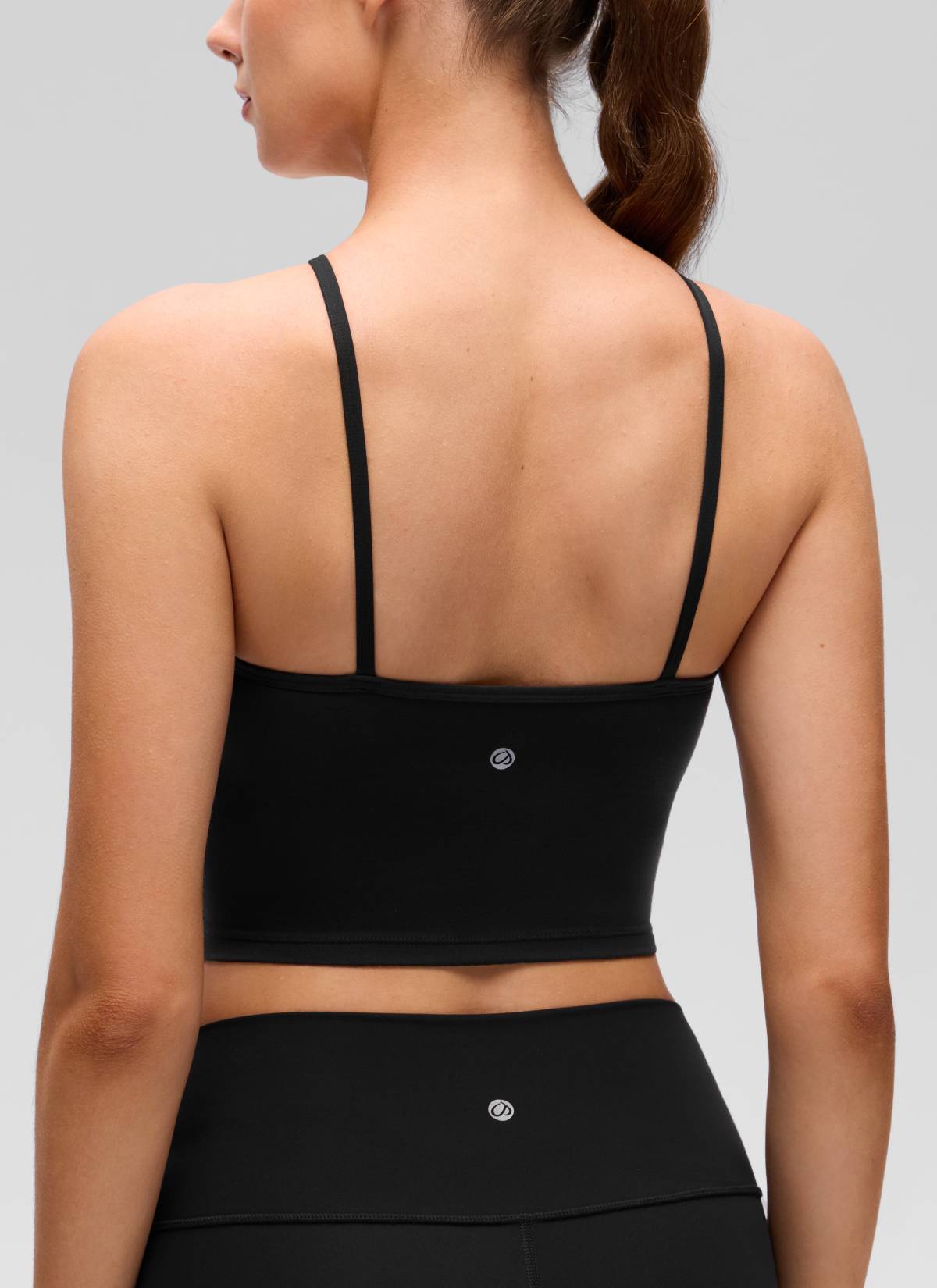 CRZ YOGA Women's Butterluxe Yoga Cross Halter Crop Built in Bra Tank Black