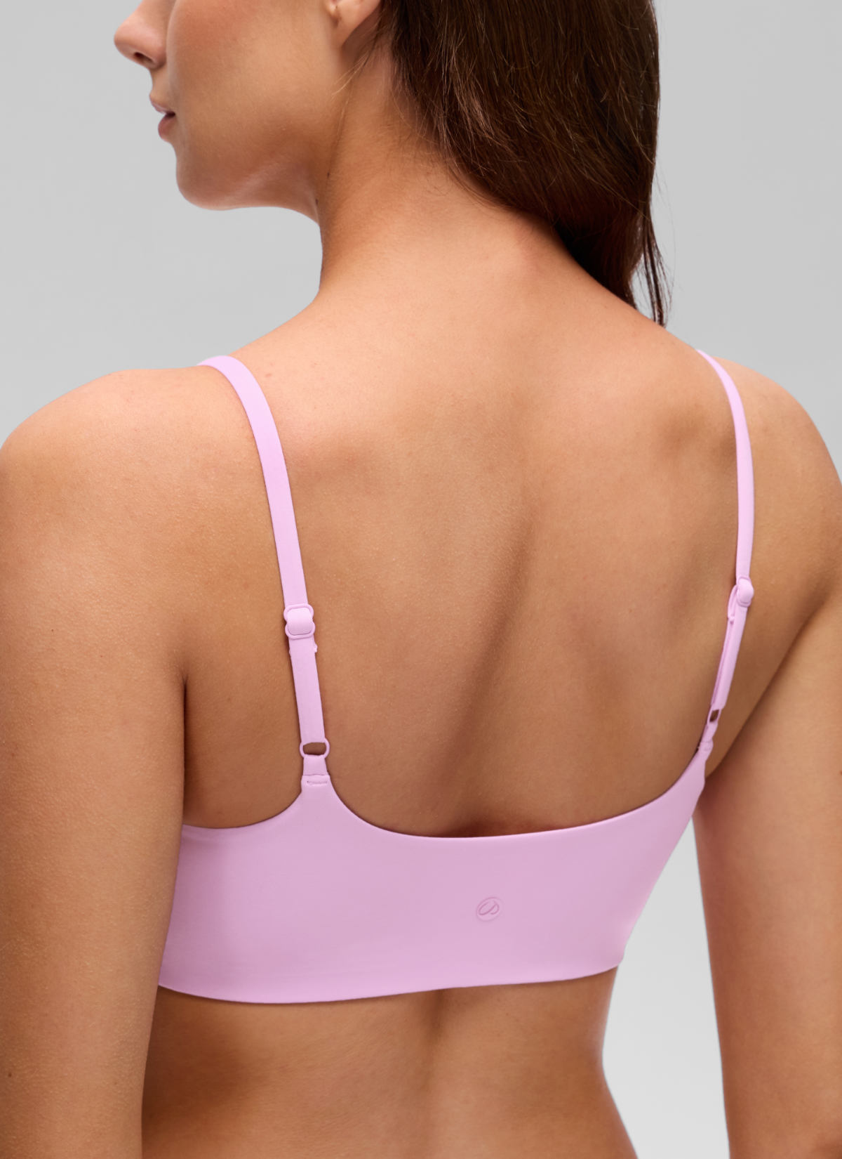 CRZ YOGA Women's Softhold Casual V Neck Mold Spaghetti Strap Bralette Vita Pink