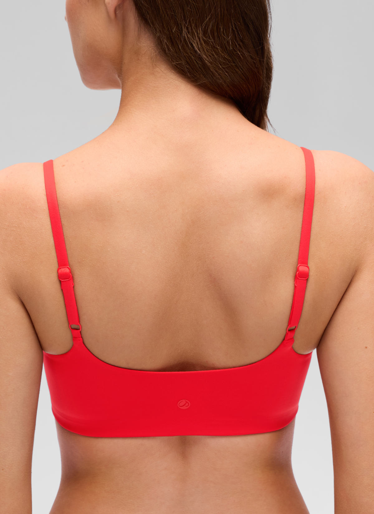 CRZ YOGA Women's Softhold Casual V Neck Mold Spaghetti Strap Bralette Deep Red