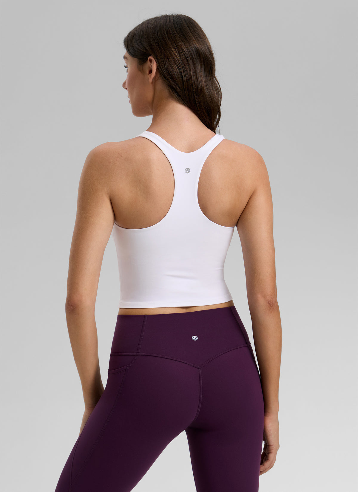 CRZ YOGA Women's Butterlift Workout RacerBack Crop Shelf Bra Tank White @model_info:Gelya