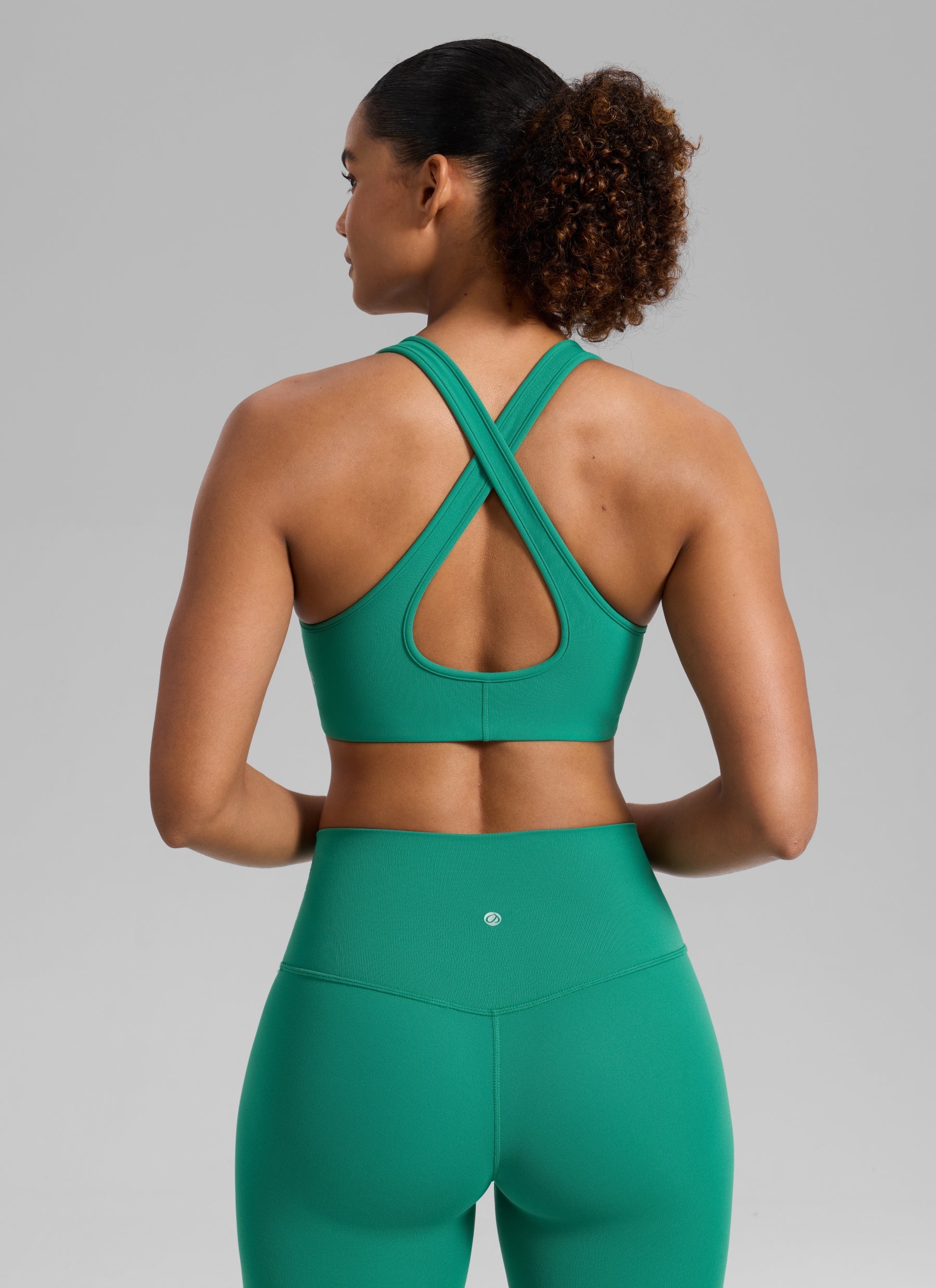 CRZ YOGA Women's Butterlift® Workout Deep V Neck Cross Back Sports Bra Cascadia Green
