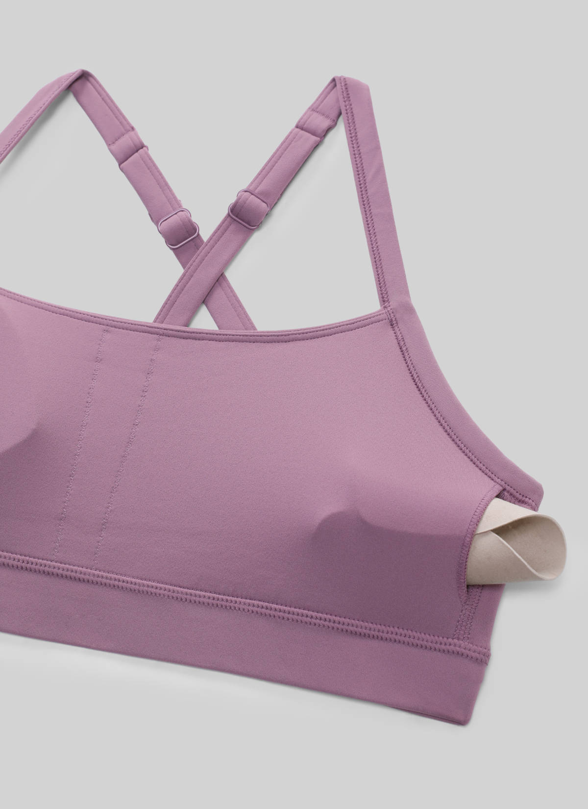 CRZ YOGA Women's Butterlift Yoga U Neck Cross Back Keyhole Sports Bra Light Lavender