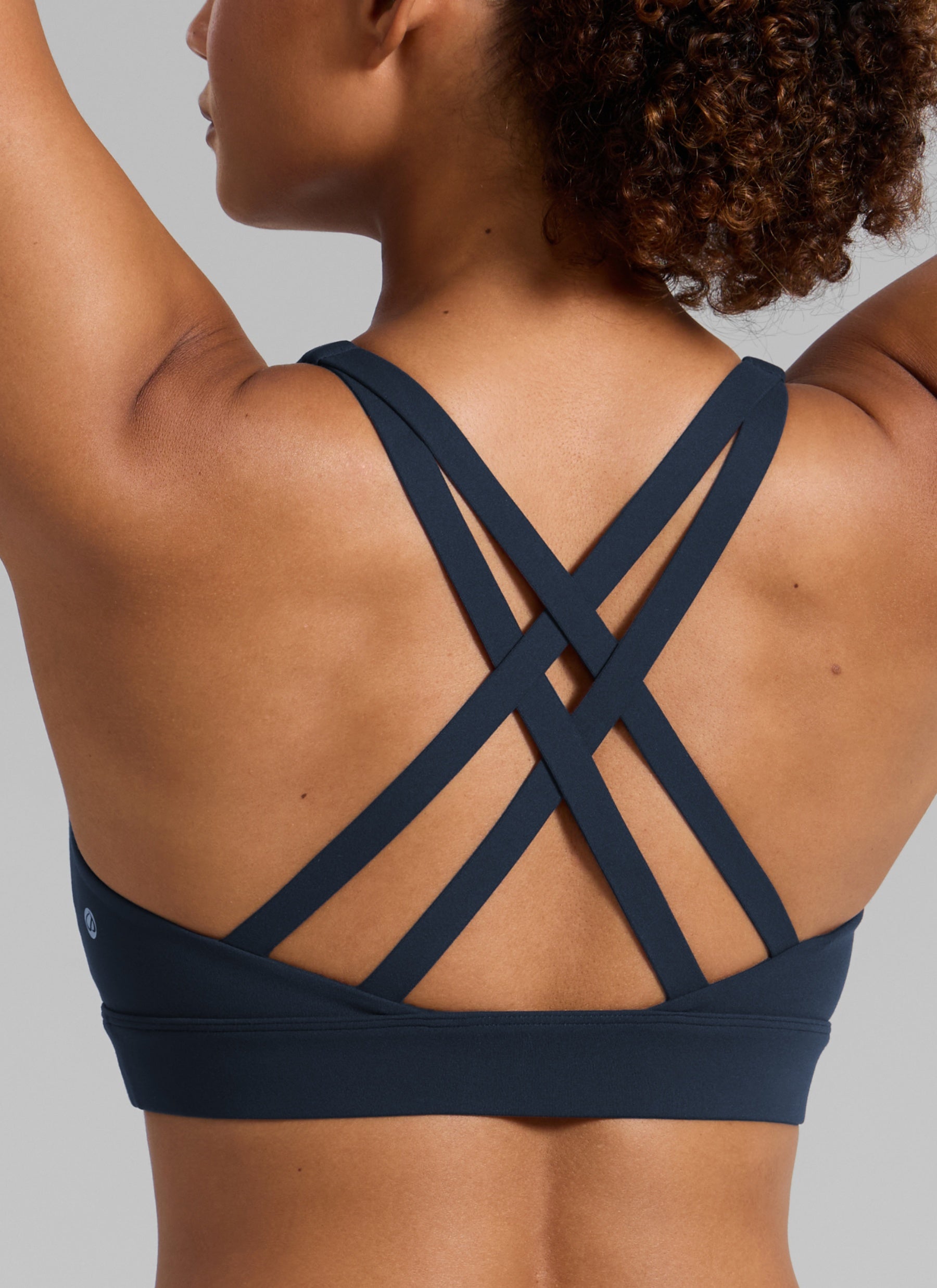 CRZ YOGA Women's Butterlift® Workout Crewneck Cross Back Sports Bra True Navy