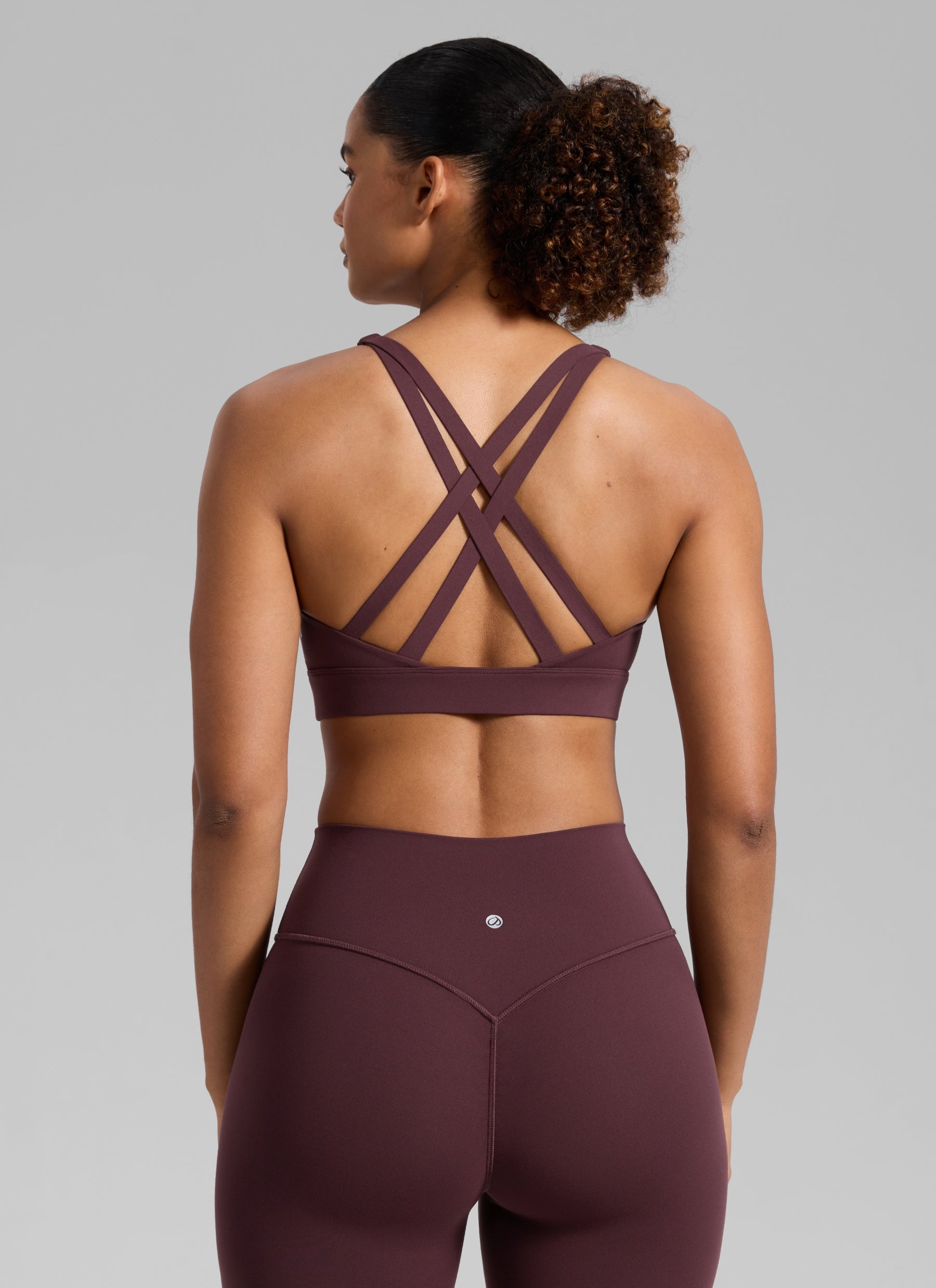 CRZ YOGA Women's Butterlift® Workout Crewneck Cross Back Sports Bra Ripe Plum