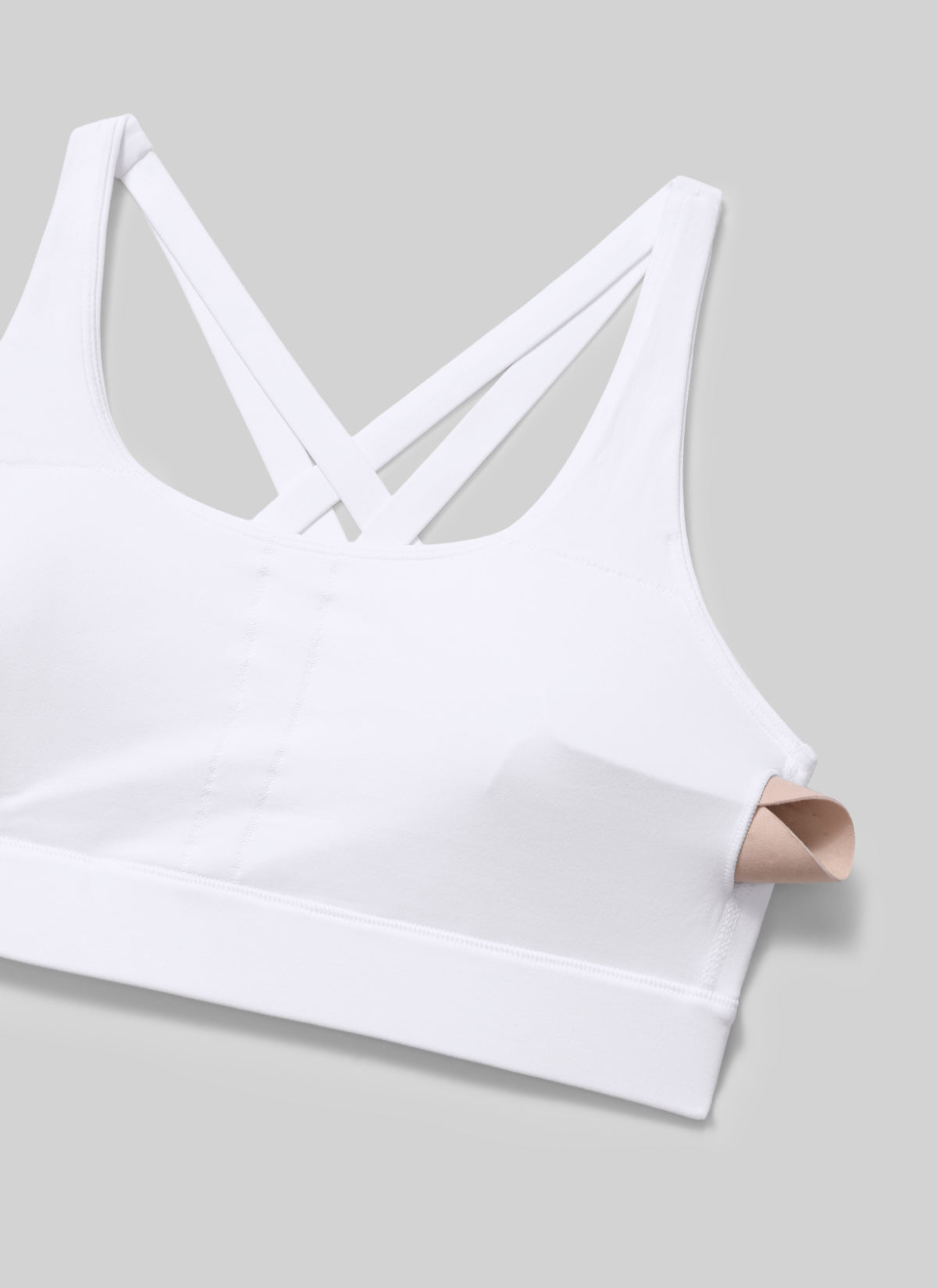 CRZ YOGA Women's Butterlift® Workout Crewneck Cross Back Sports Bra White