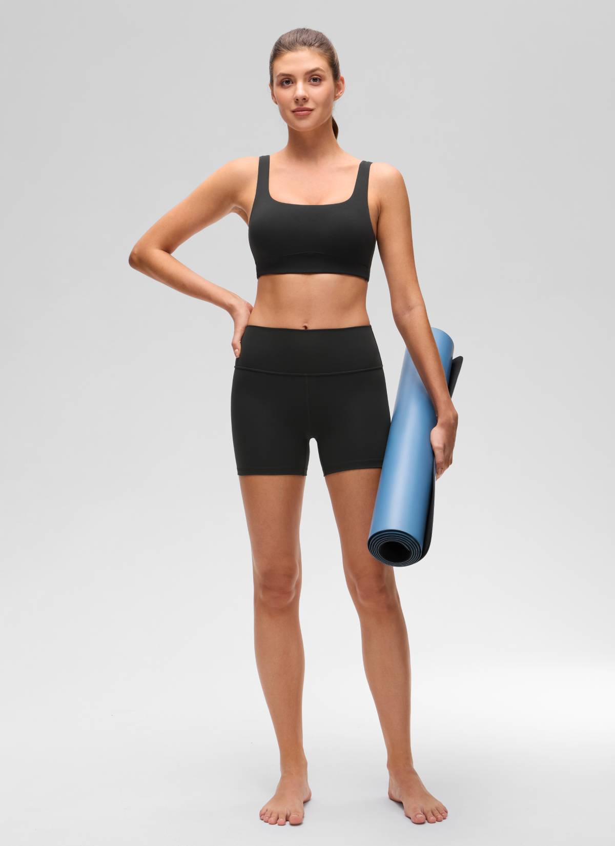 CRZ YOGA Women's Butterluxe Yoga U Back Sports Bra Light Support Black