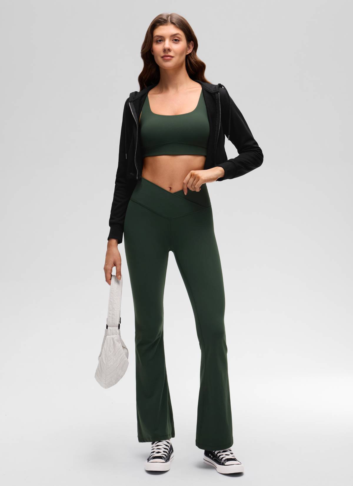 CRZ YOGA Women's Butterluxe Yoga U Back Sports Bra Light Support Legend Green @model_info:Gelya