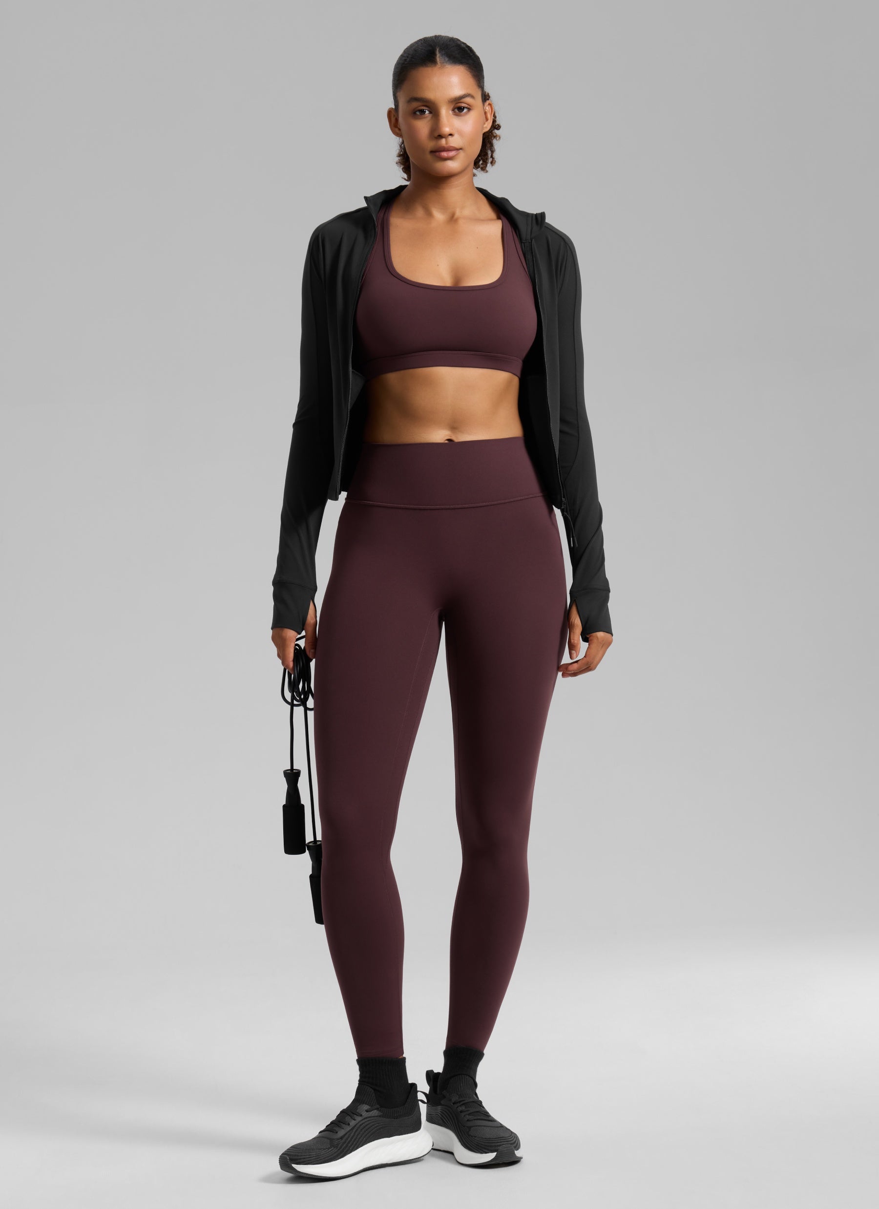 CRZ YOGA Women's Butterlift Yoga U Neck Racerback Keyhole Sports Bra Ripe Plum