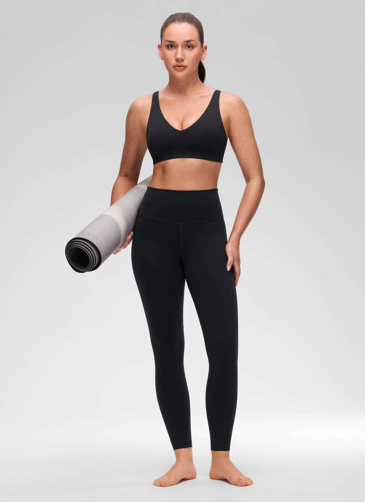 CRZ YOGA Women's Butterluxe Yoga U Back Sports Bra Light Support Black @model_info:Brooklyn